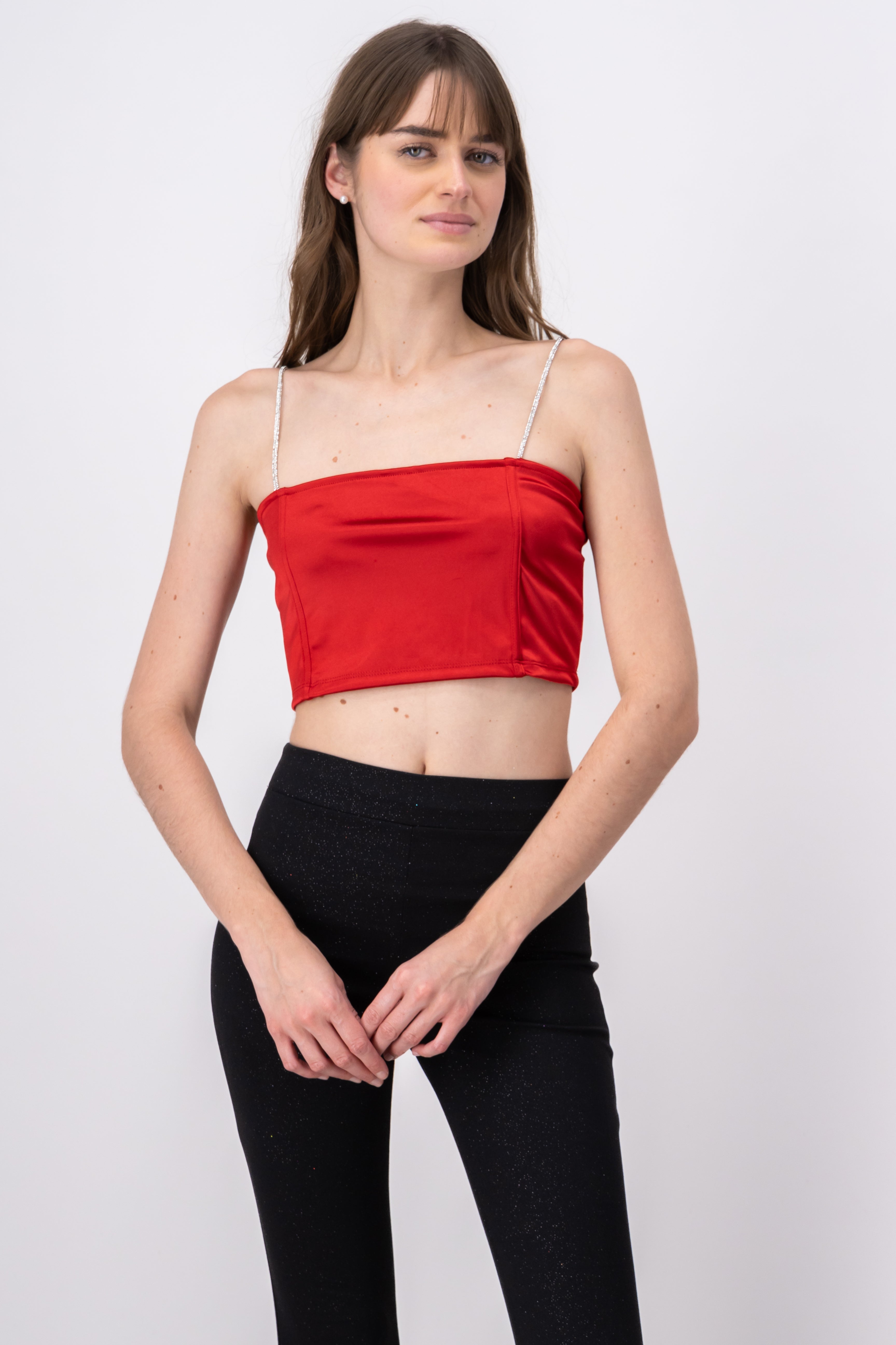 Top tirantes brillos ROJO