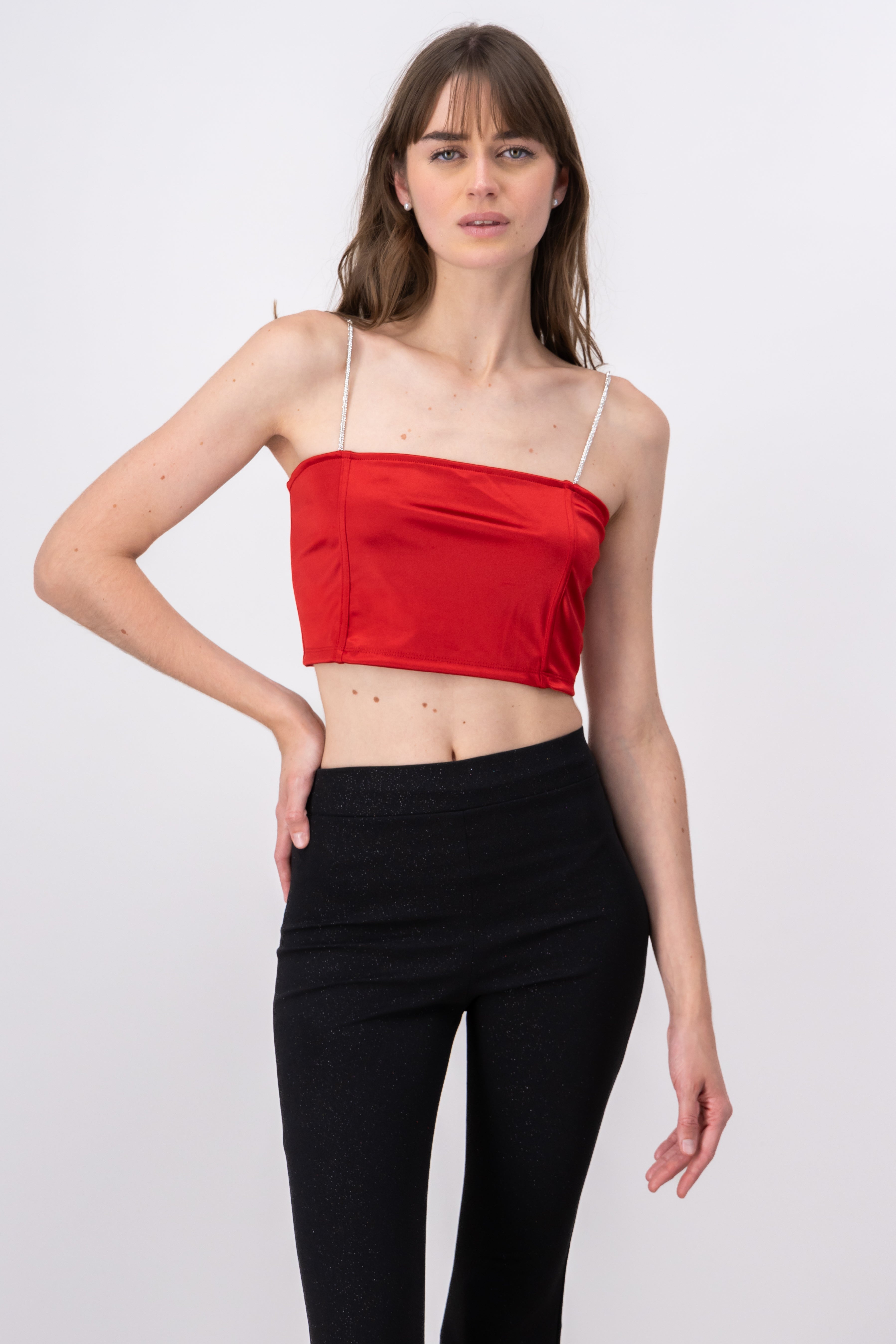 Top tirantes brillos ROJO