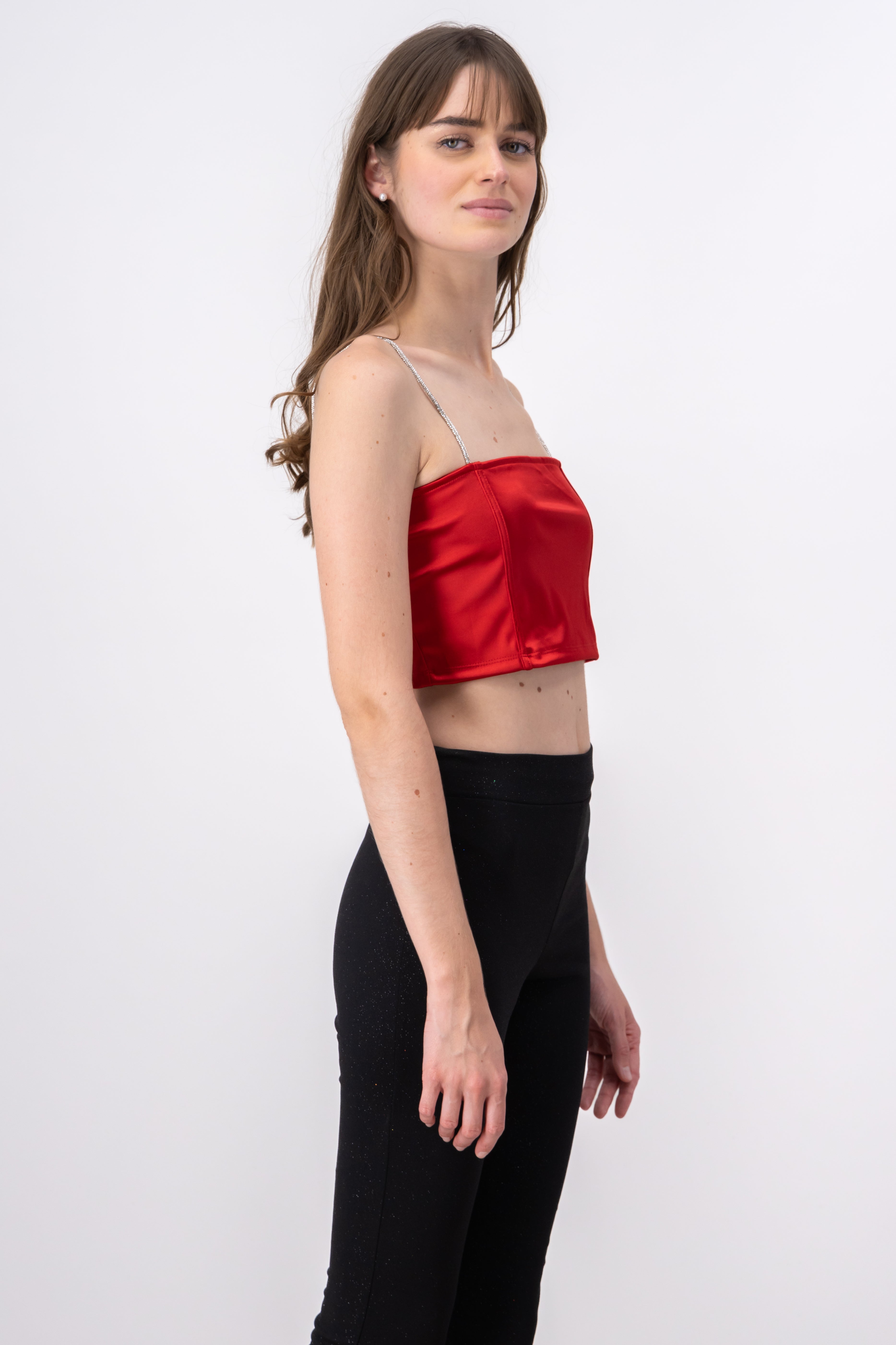Top tirantes brillos ROJO