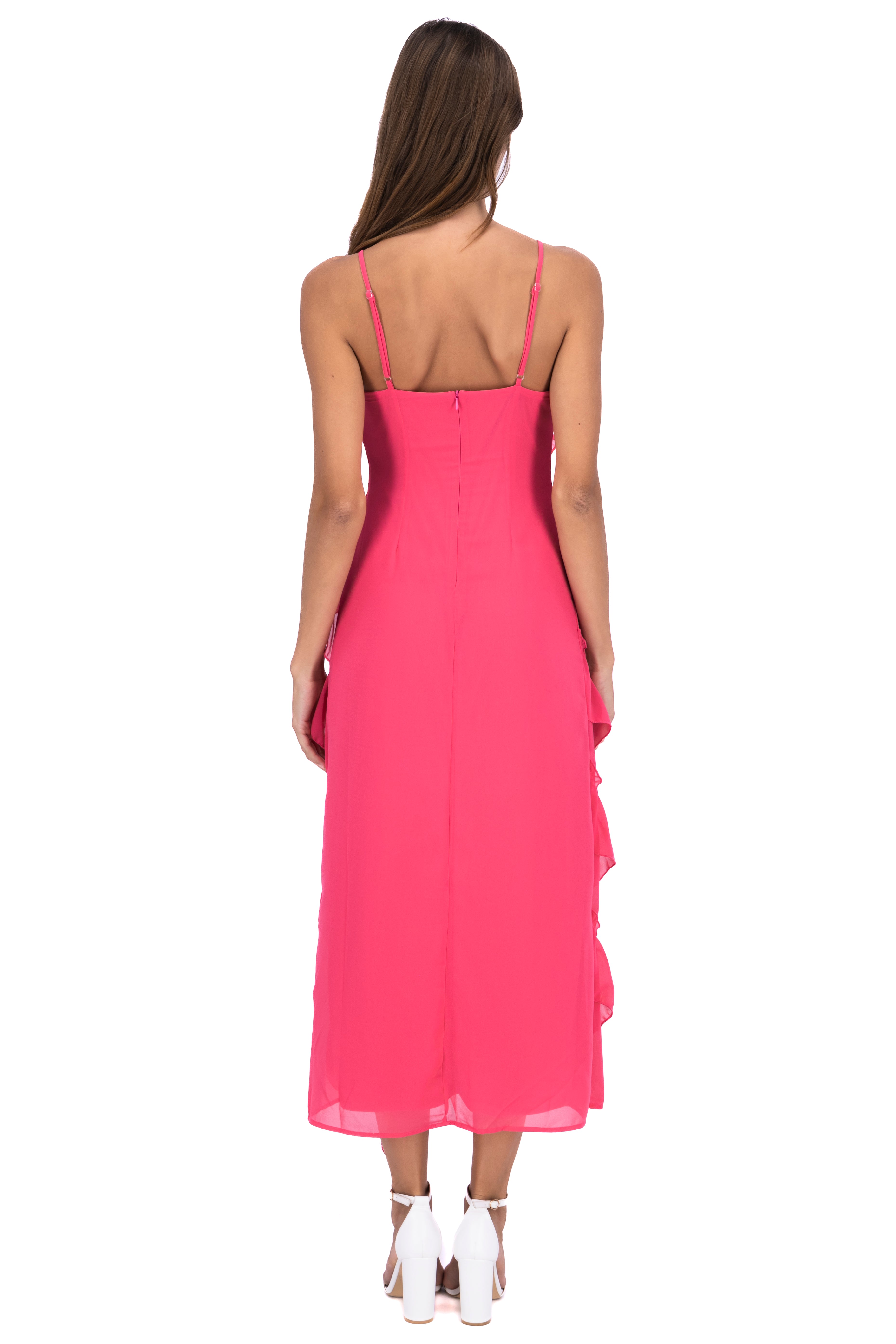 Vestido maxi tirantes olanes ROSA