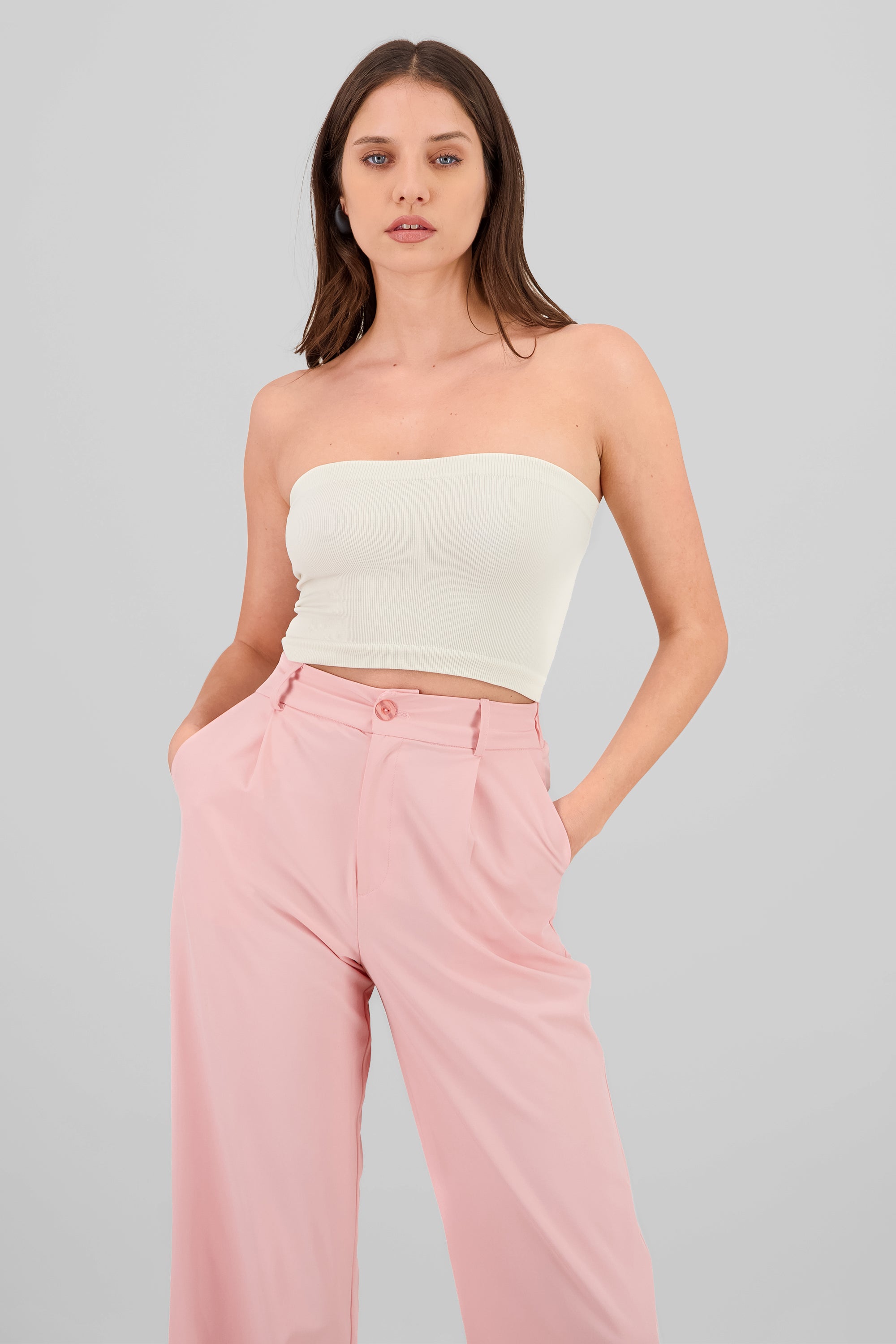 Top Tubo Strapless Rib BEIGE