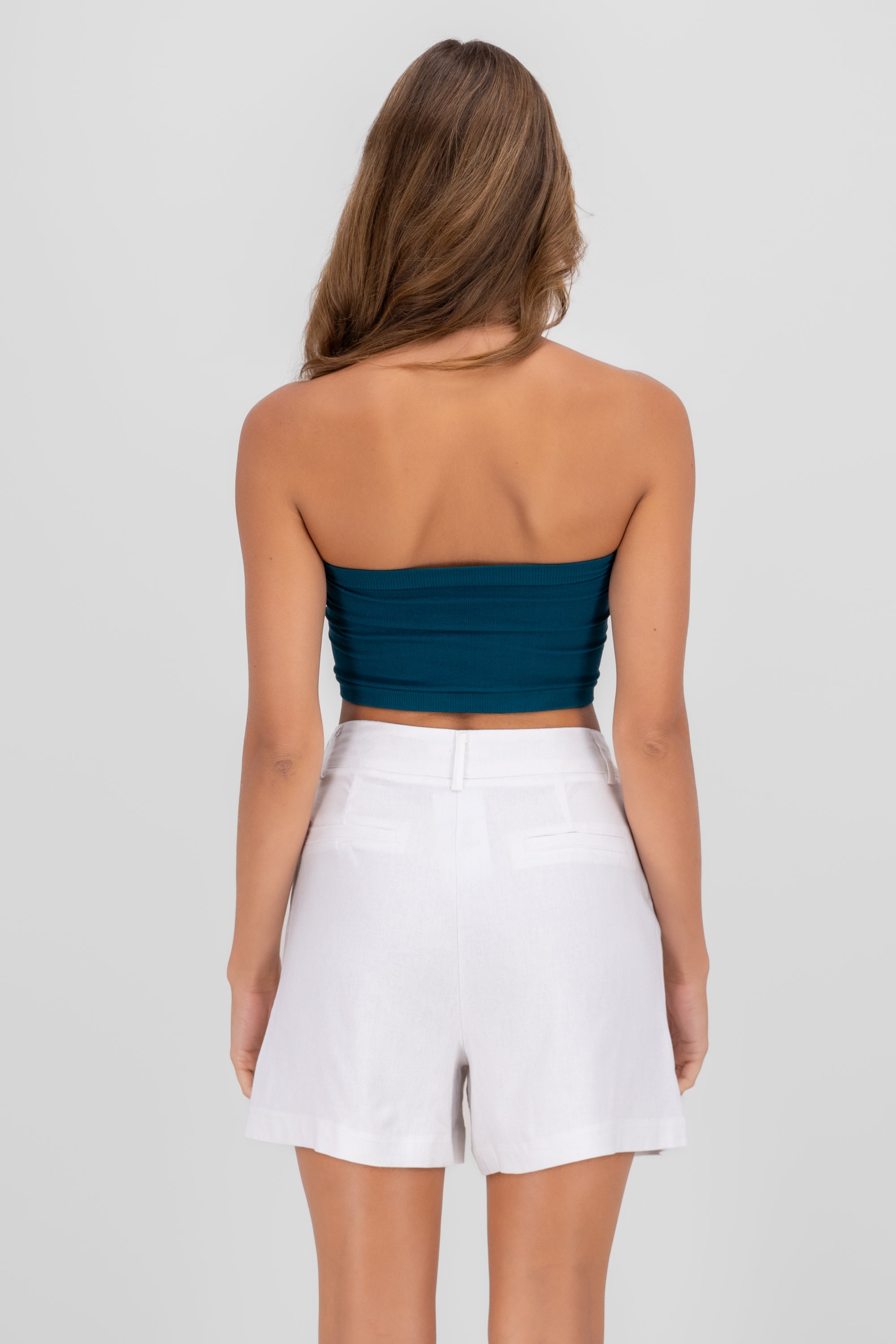 Top Tubo Strapless Rib AZUL PATO