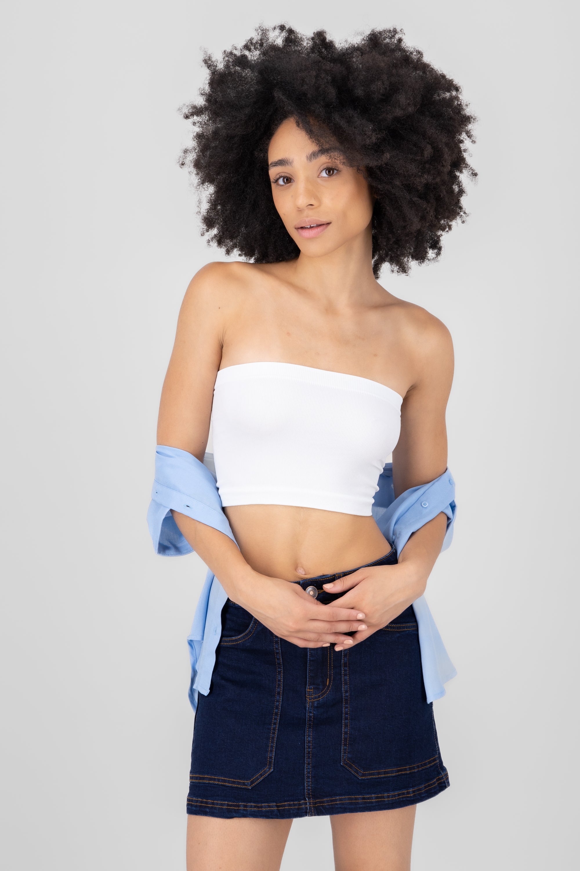 Top Tubo Strapless Rib BLANCO