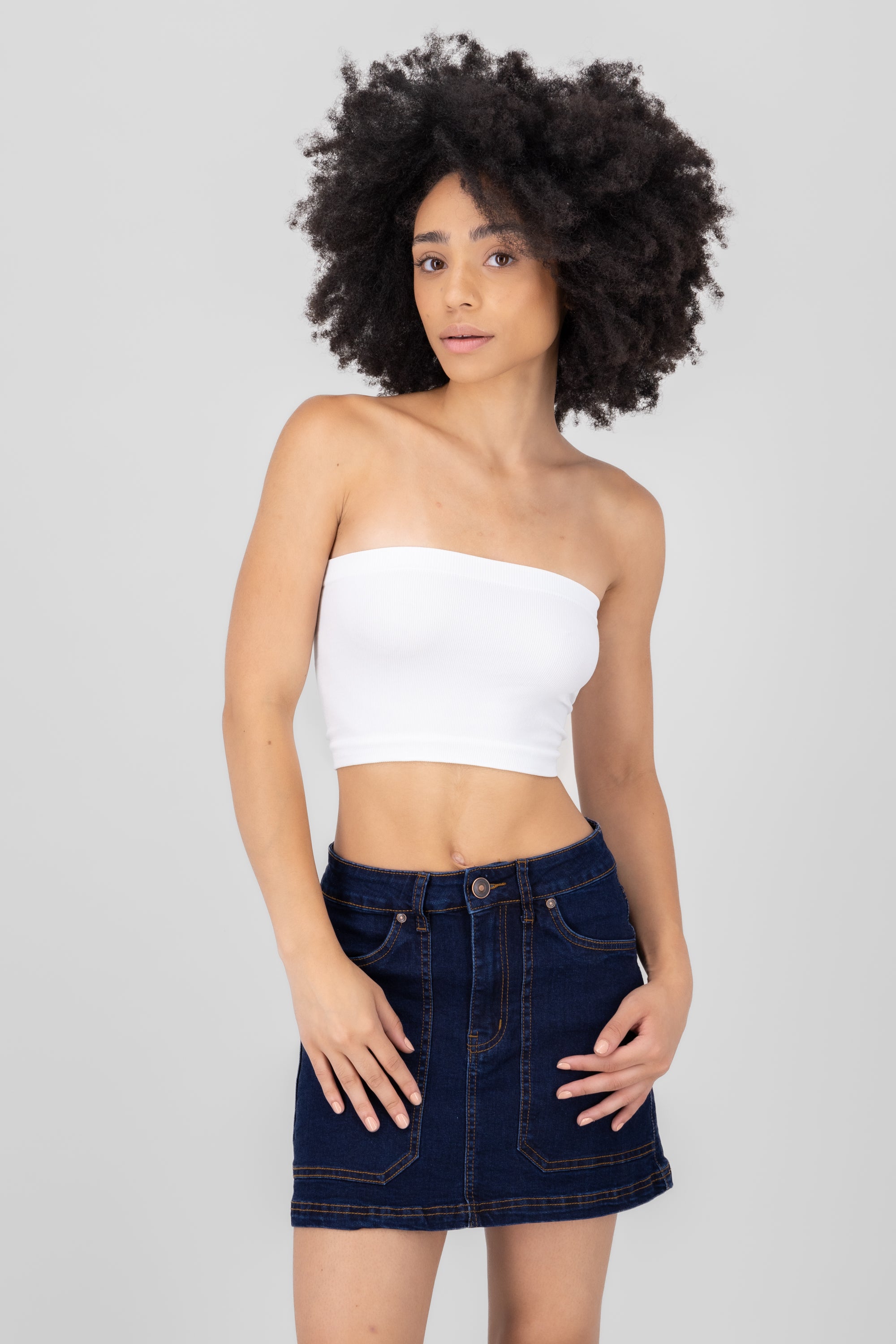 Top Tubo Strapless Rib BLANCO