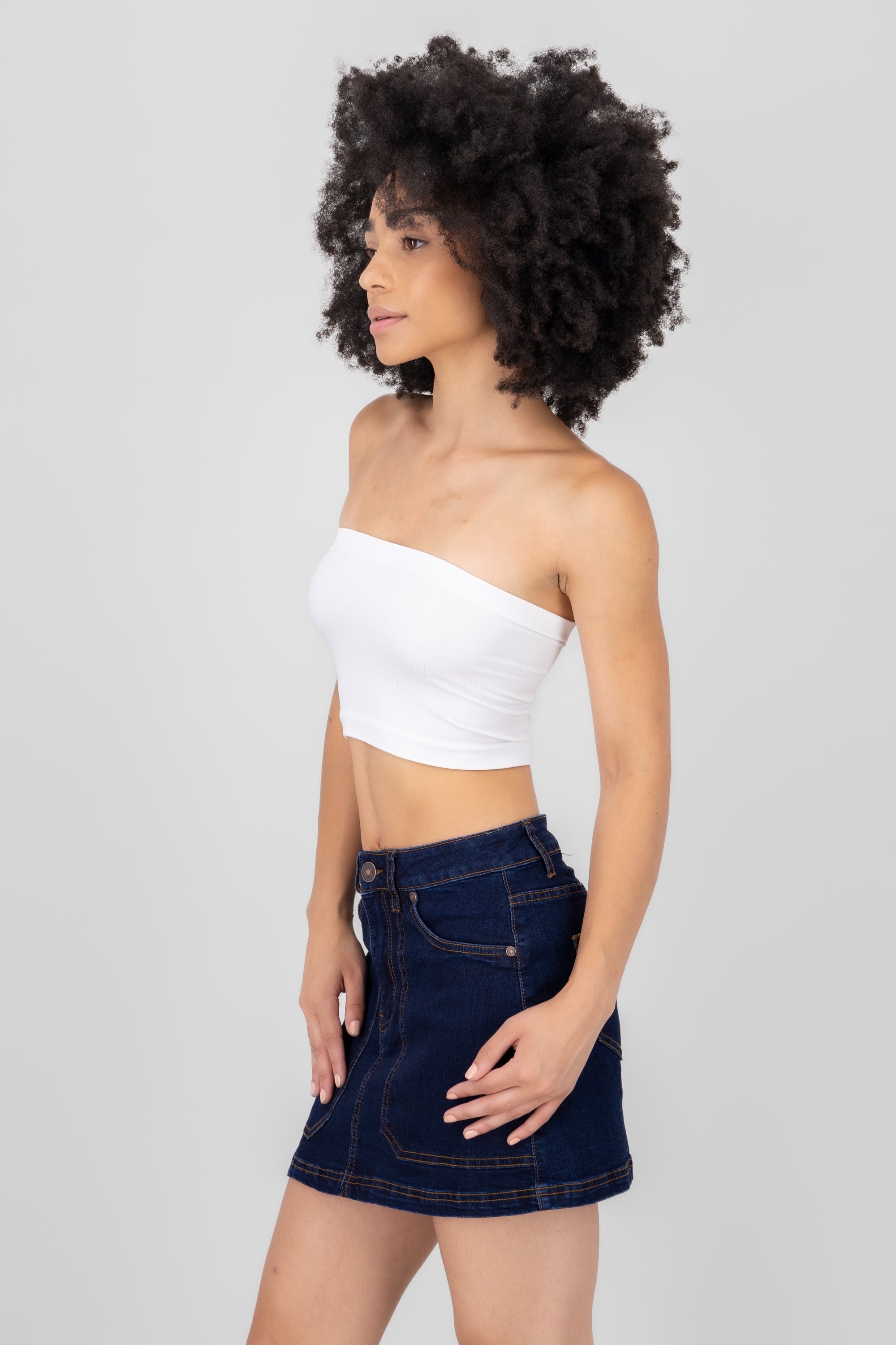 Top Tubo Strapless Rib BLANCO