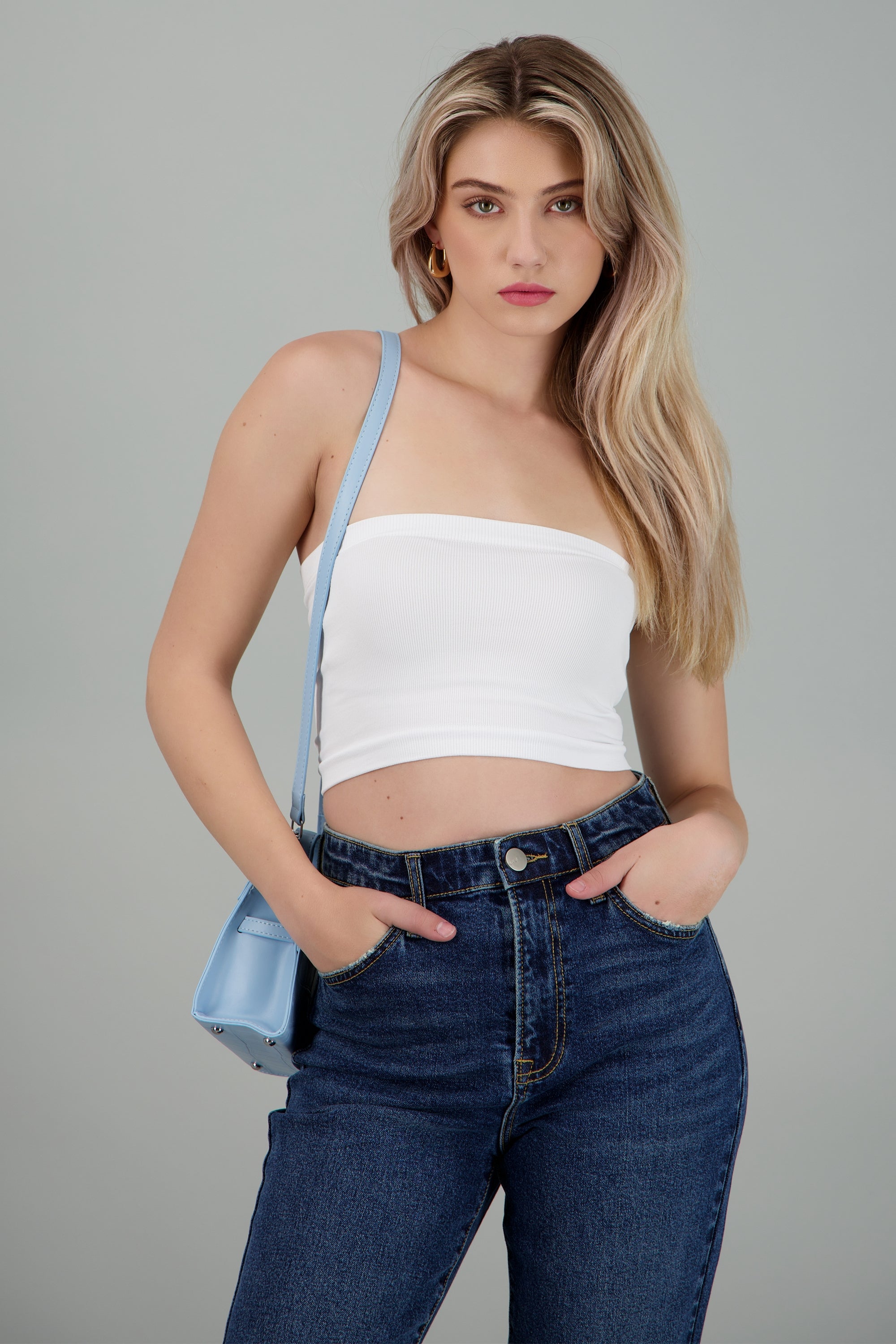 Top Tubo Strapless Rib BLANCO