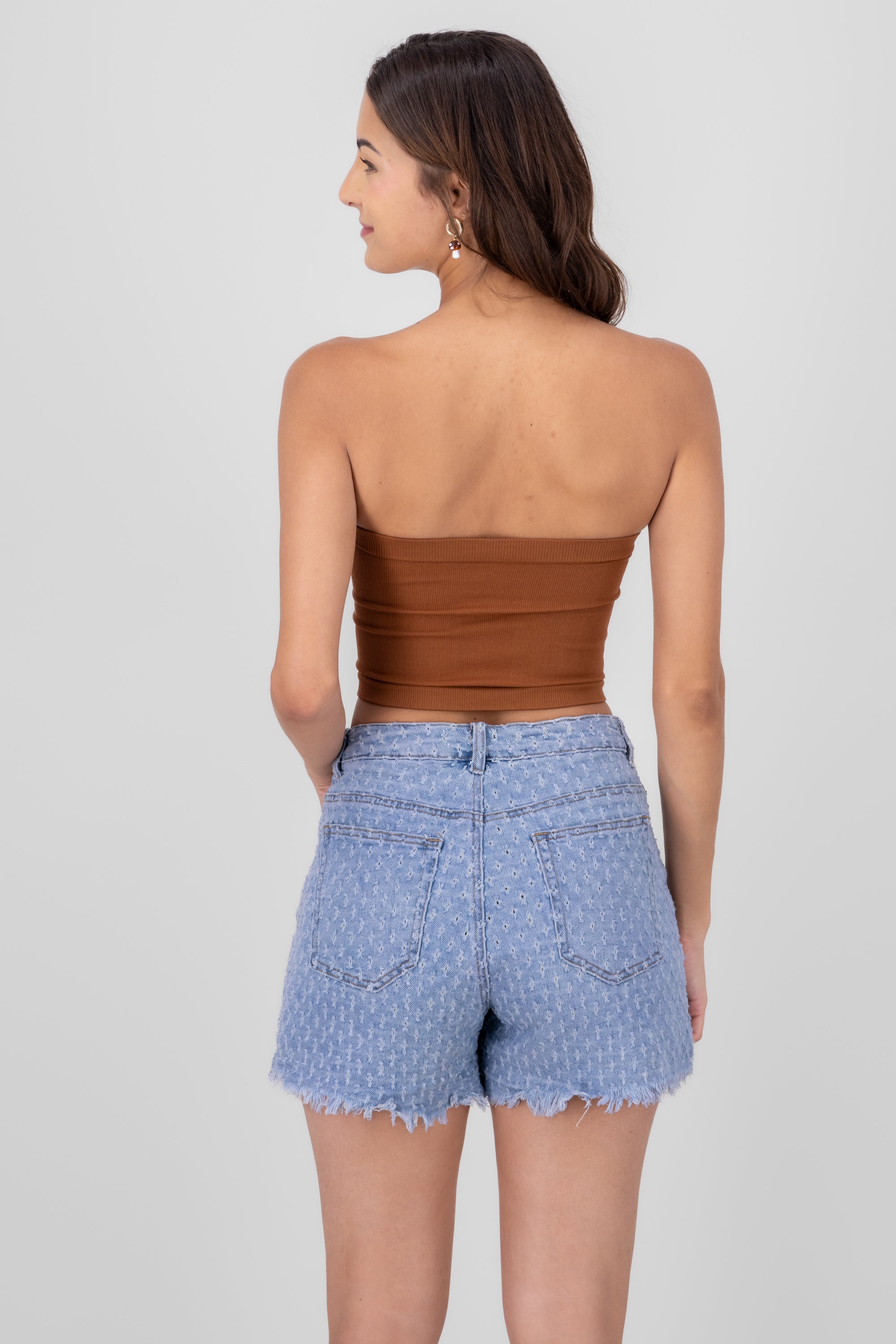 Top Tubo Strapless Rib COBRE