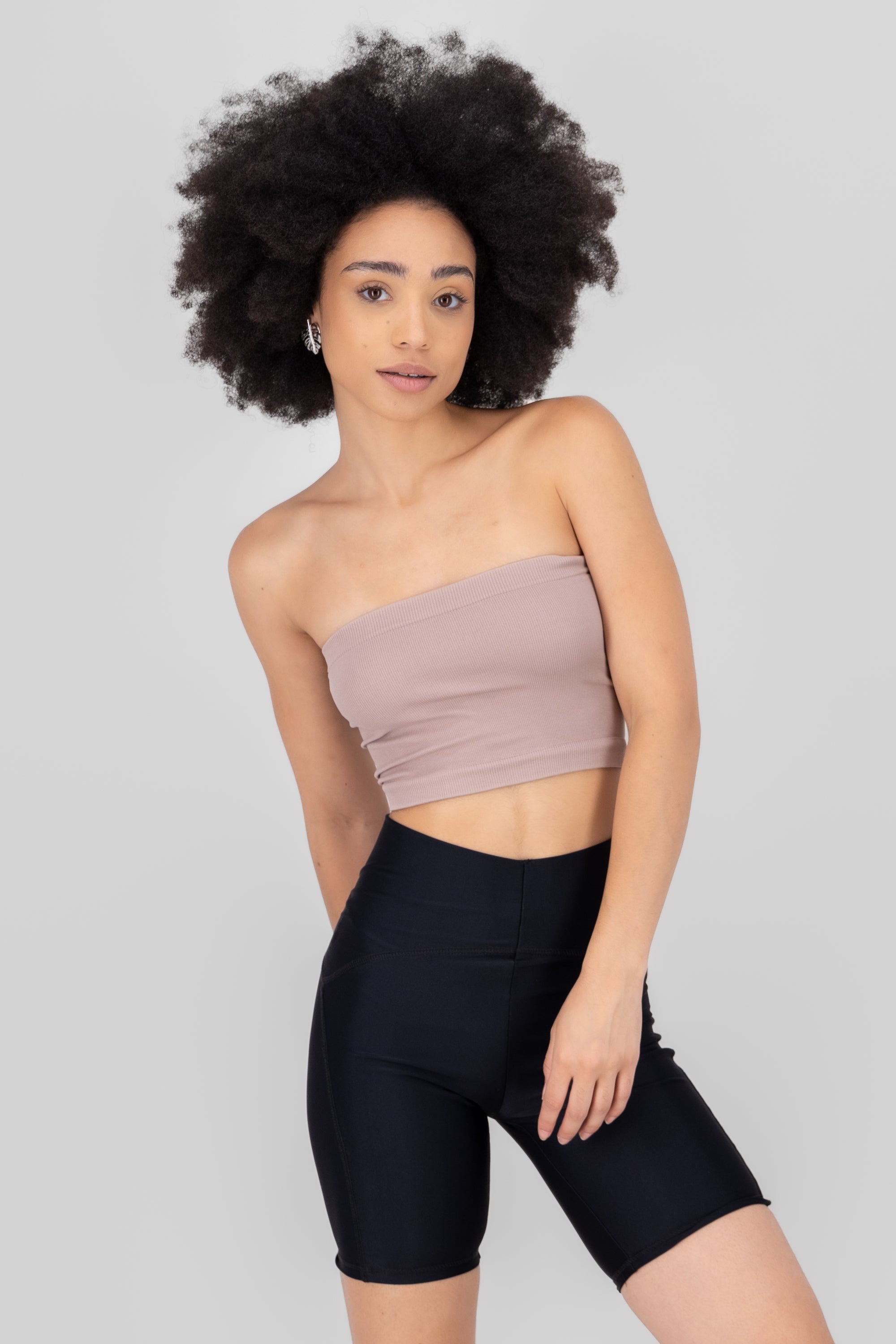 Top Tubo Strapless Rib TAUPE