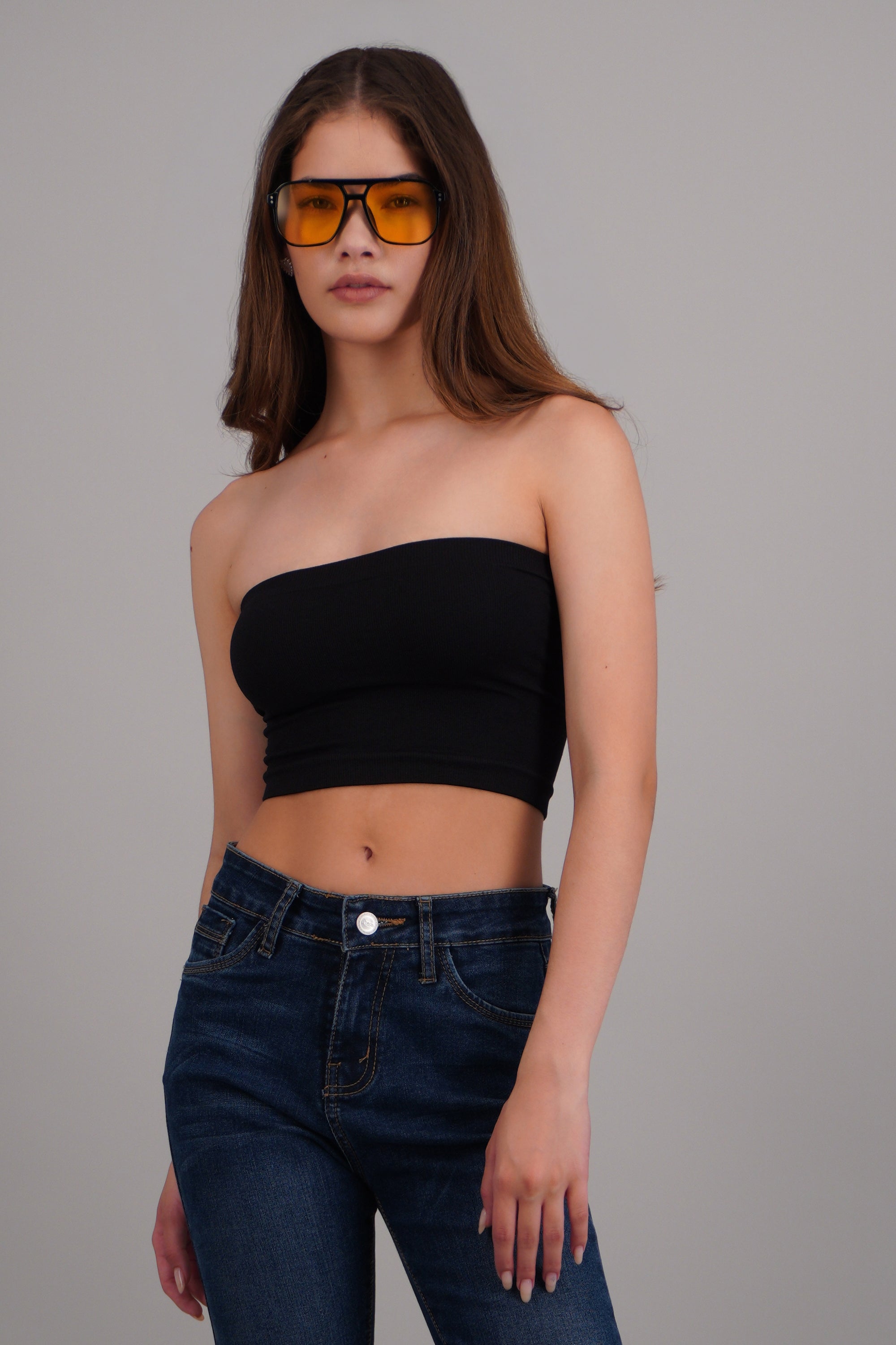 Top tubo liso seamless NEGRO