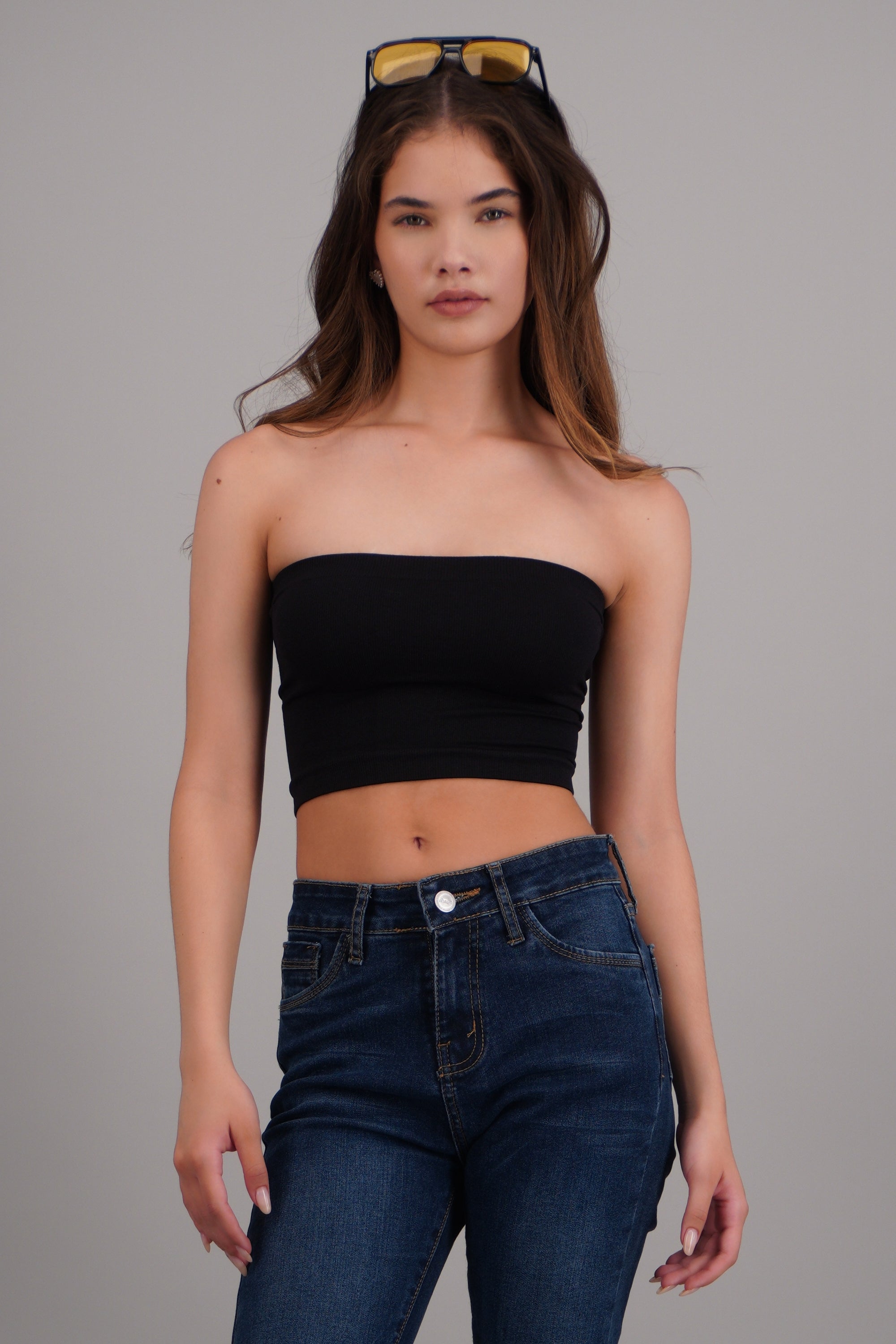 Top tubo liso seamless NEGRO