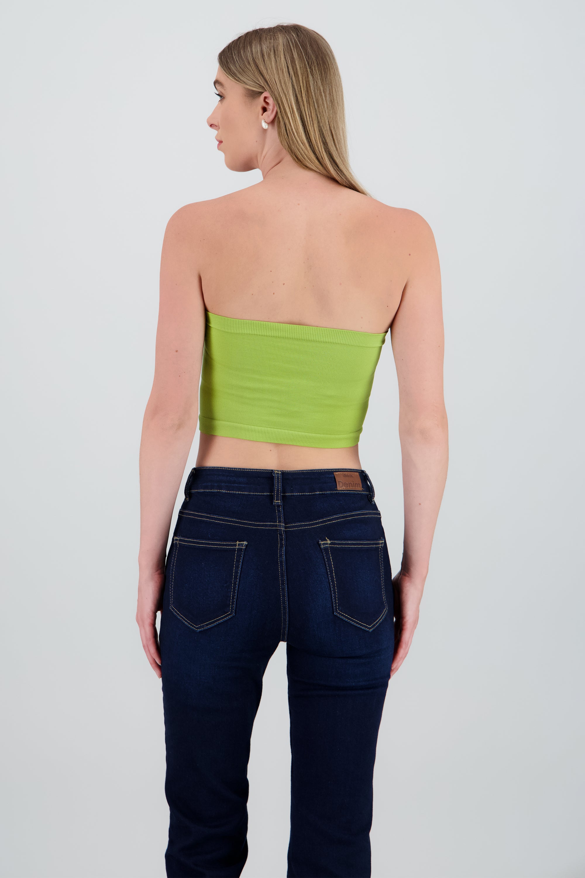 Top Tubo Strapless Rib VERDE PASTO