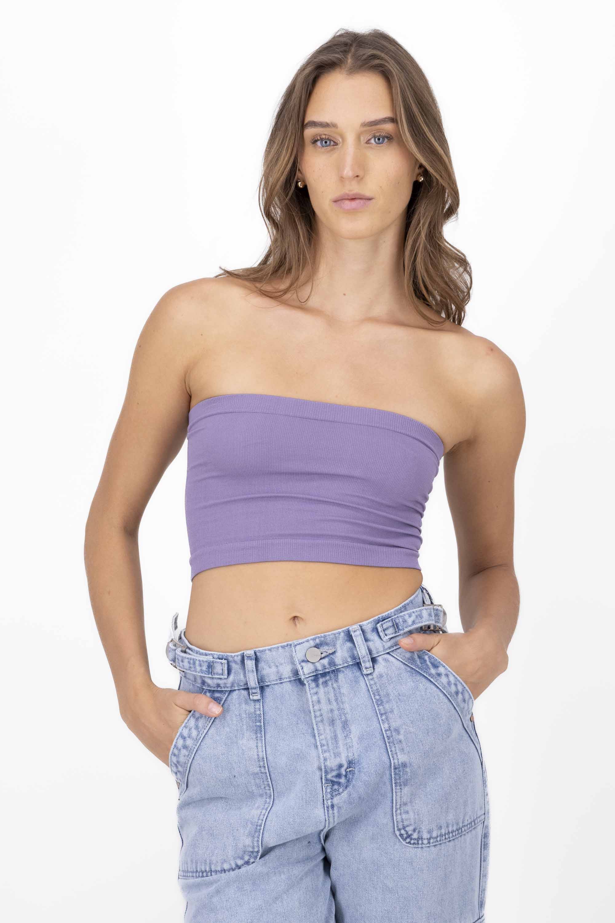 Top Tubo Strapless Rib LAVANDA
