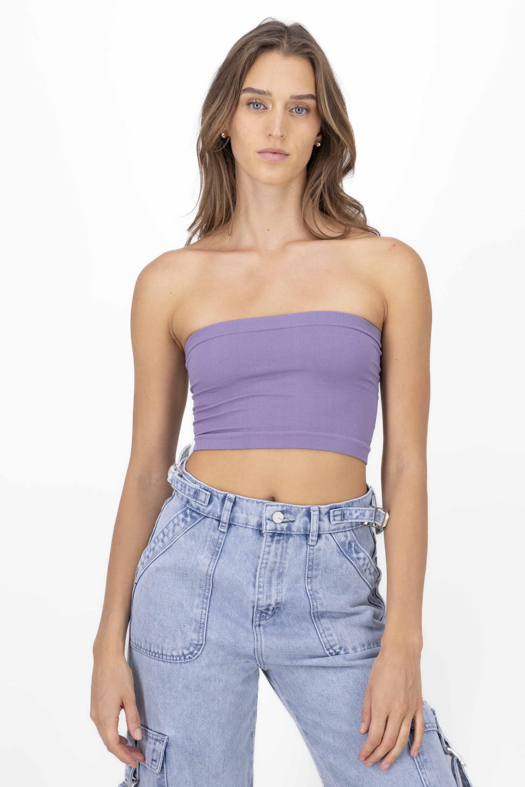 Top Tubo Strapless Rib LAVANDA