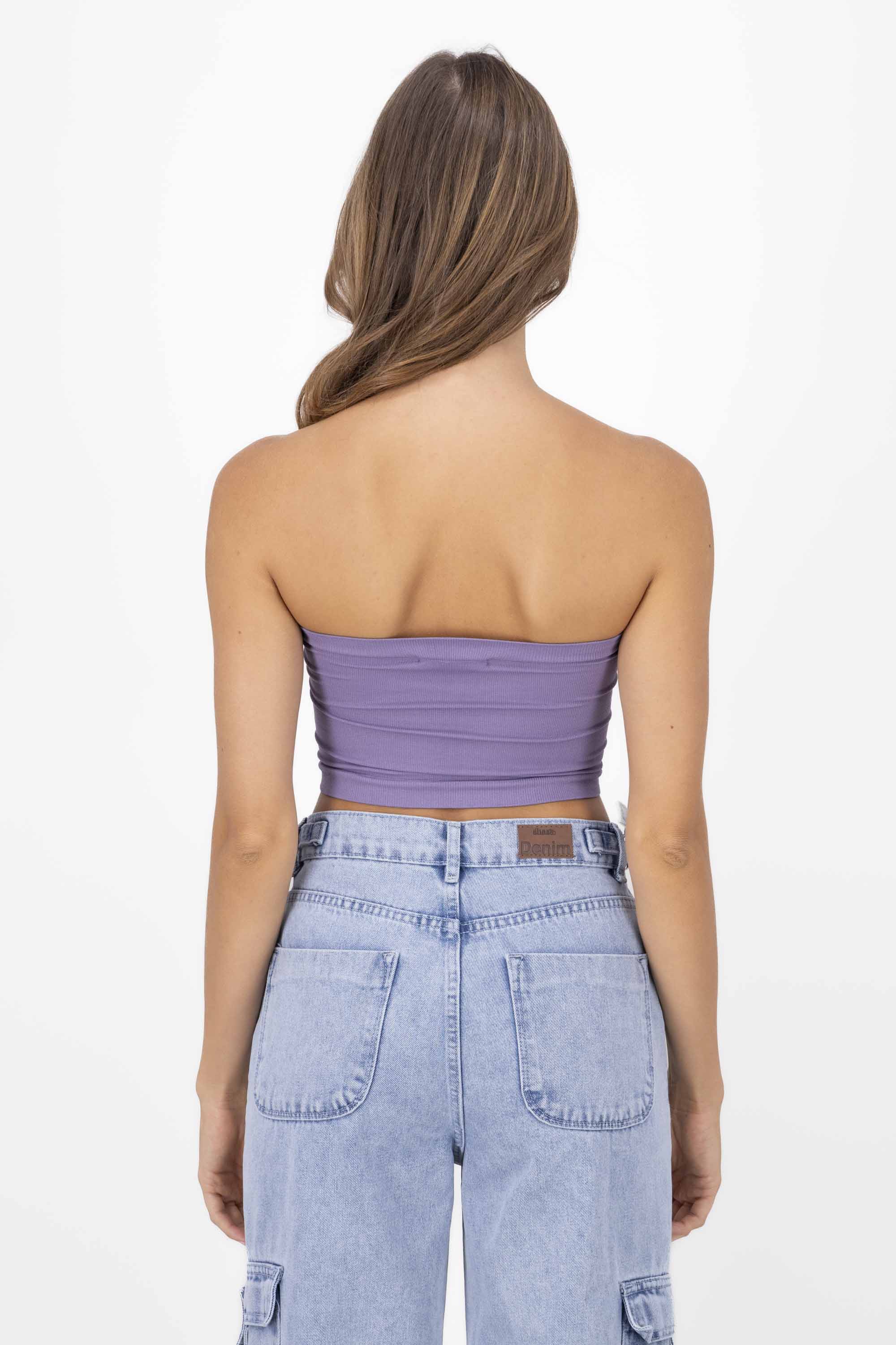 Top Tubo Strapless Rib LAVANDA