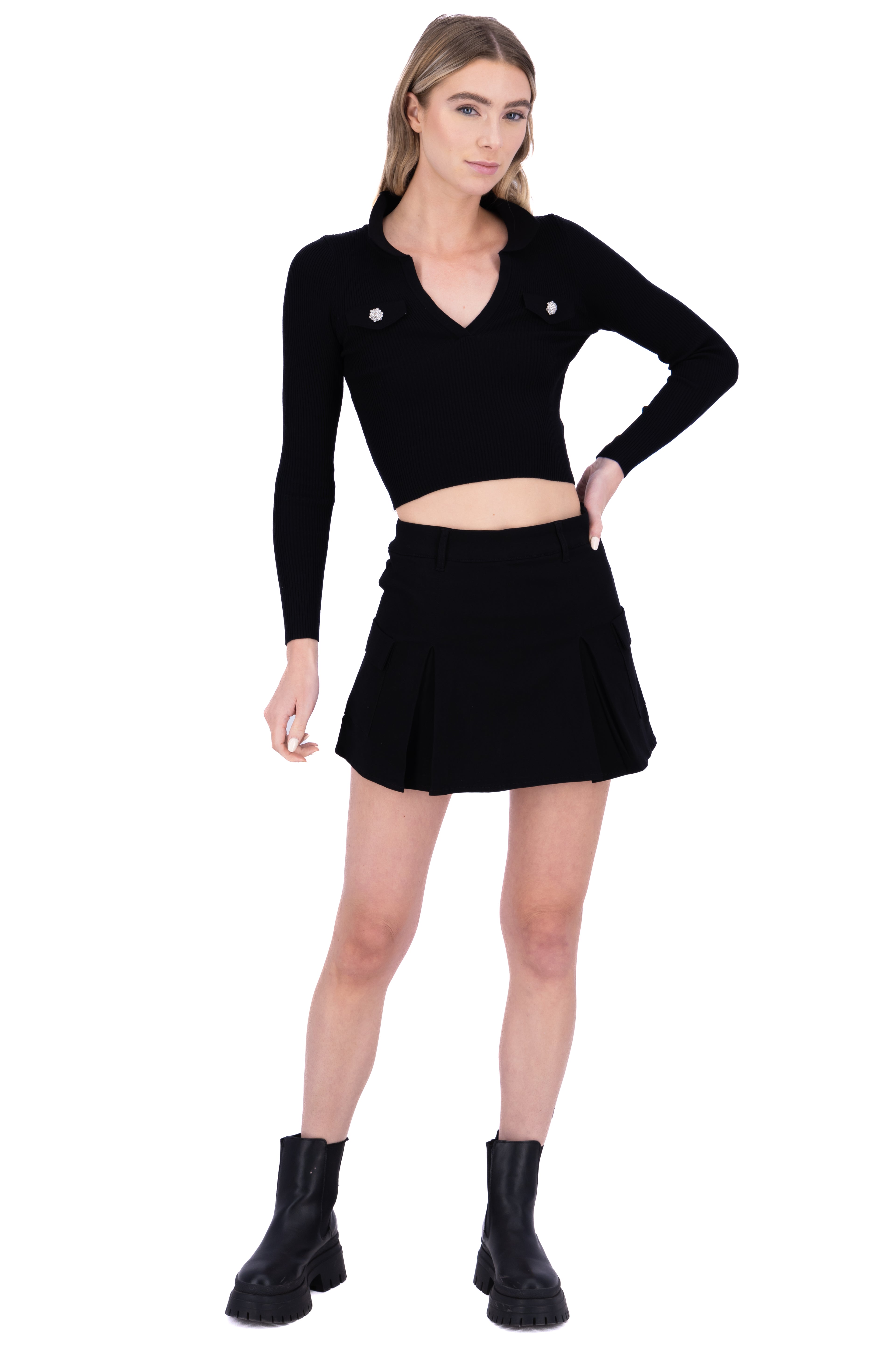 Falda mini cargo pinza NEGRO