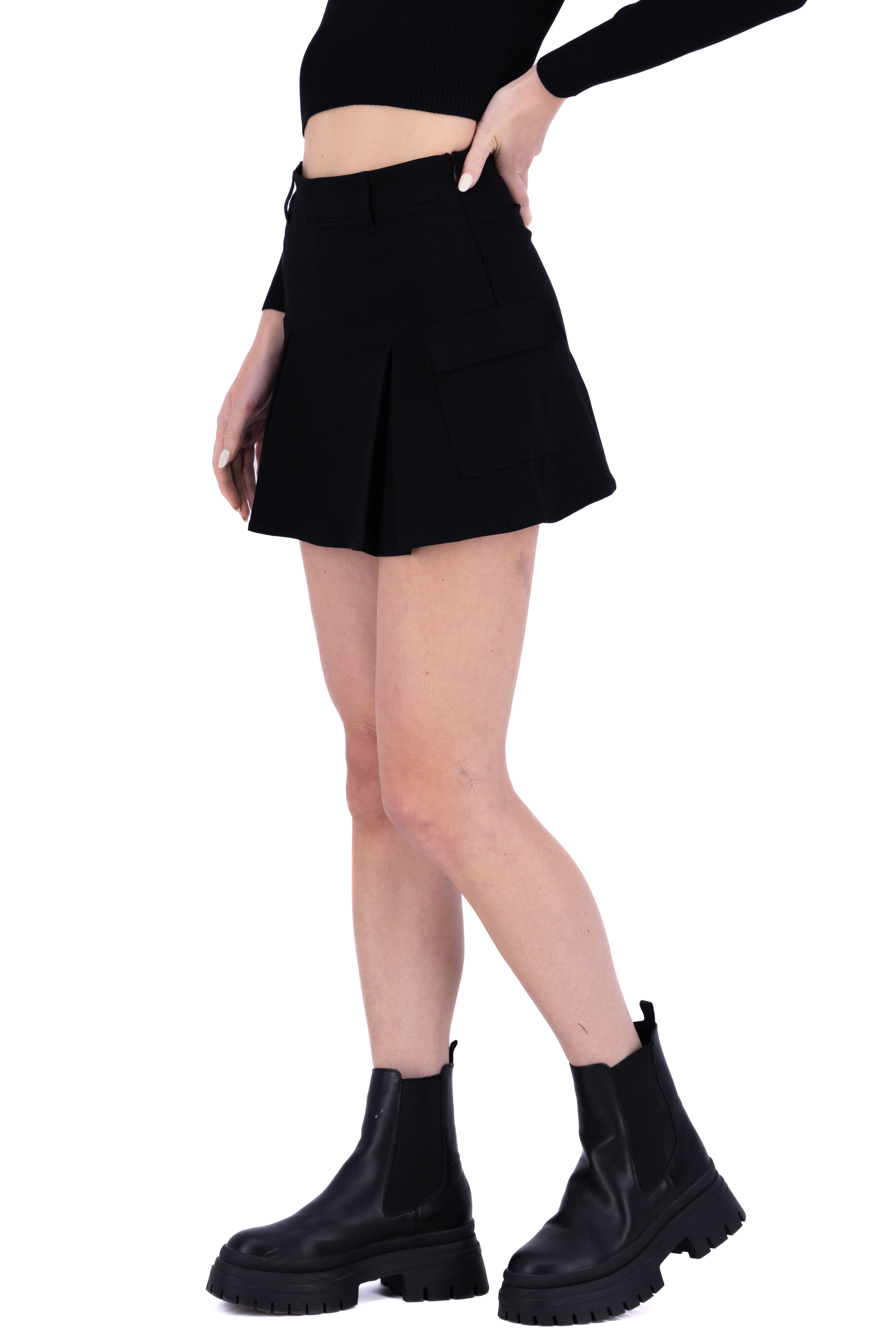 Falda mini cargo pinza NEGRO