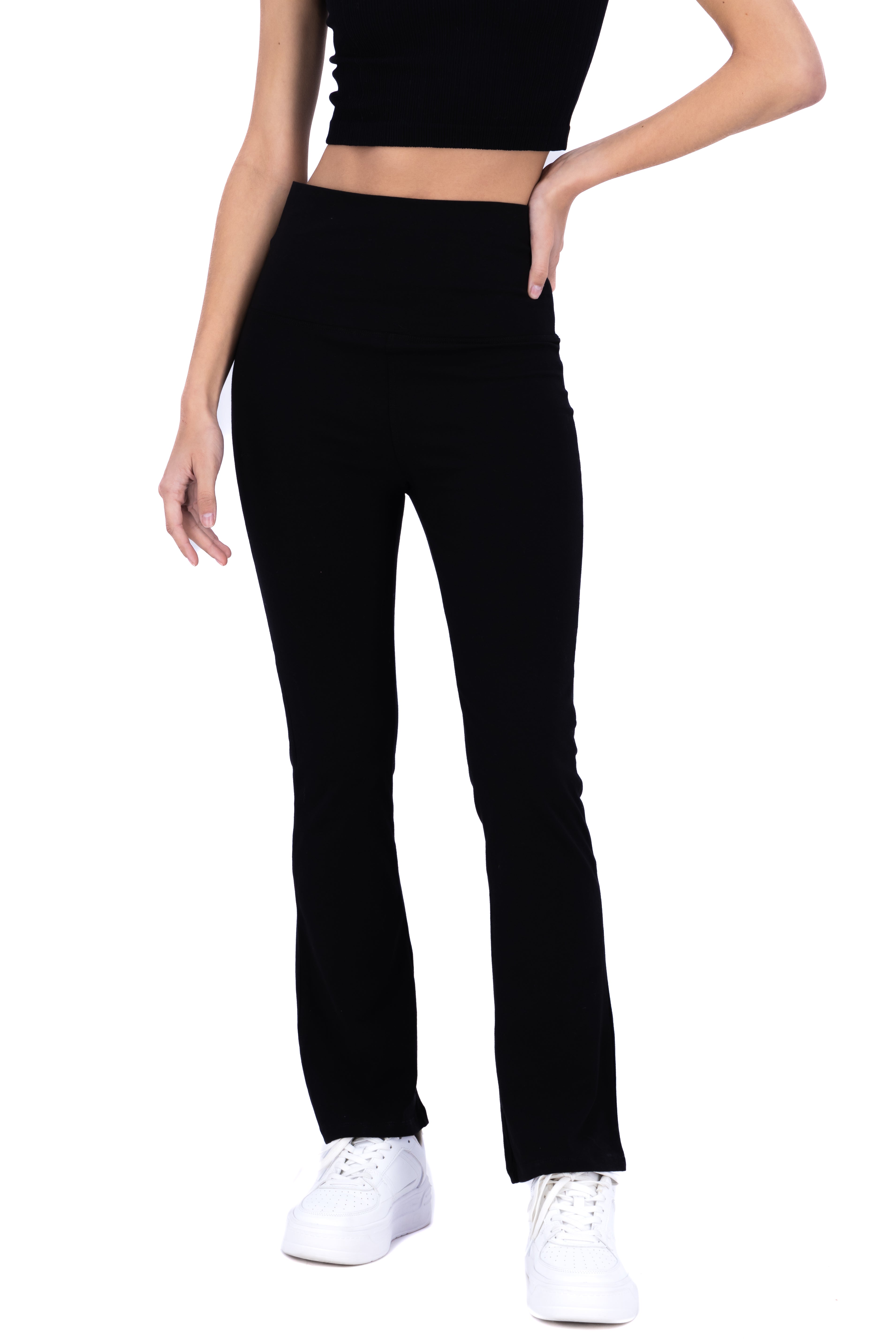 Pantalón recto cintura alta NEGRO
