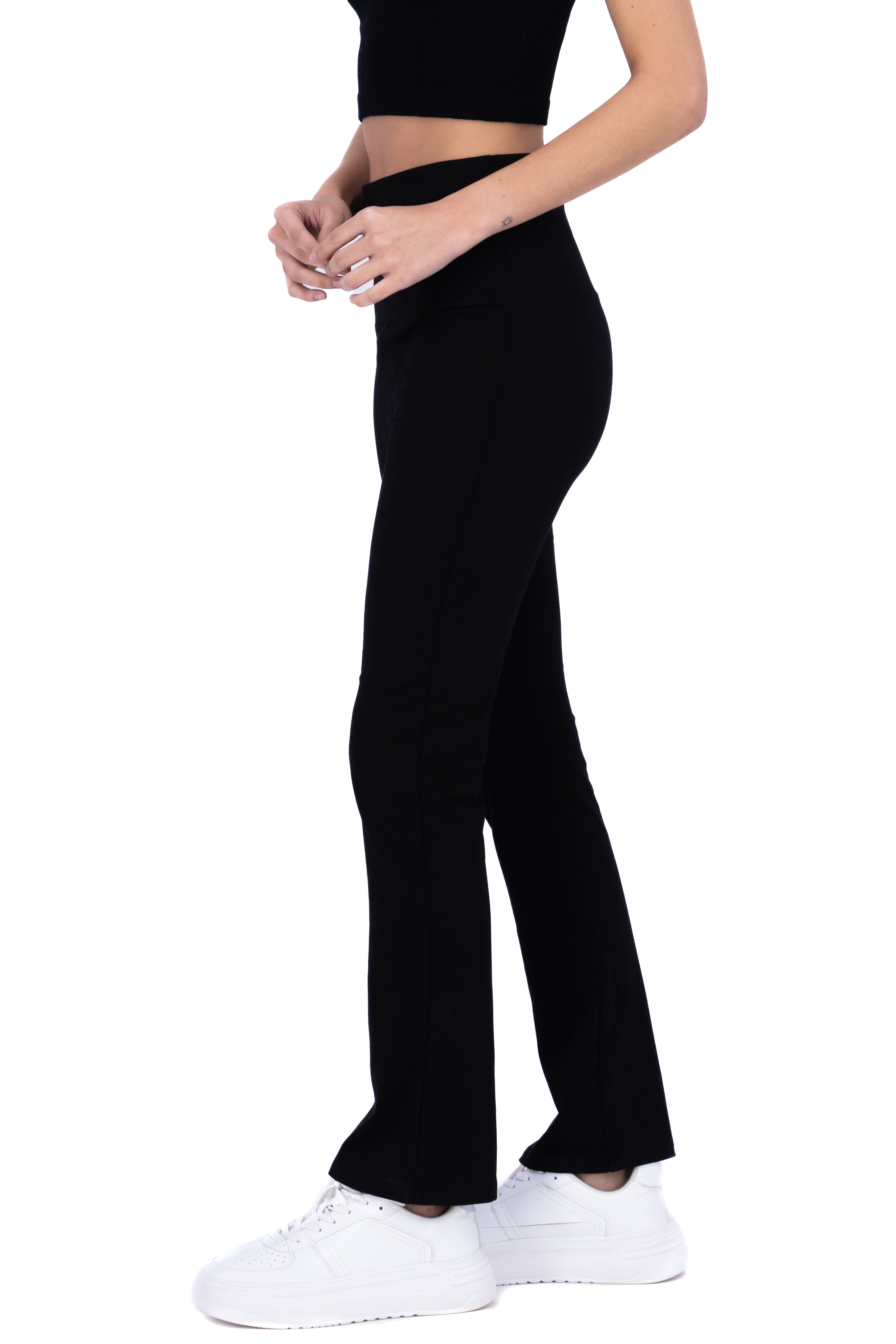 Pantalón recto cintura alta NEGRO