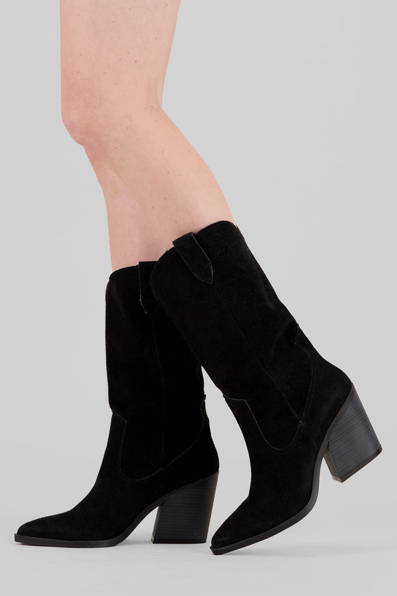 Botas vaqueras piel suede lisas