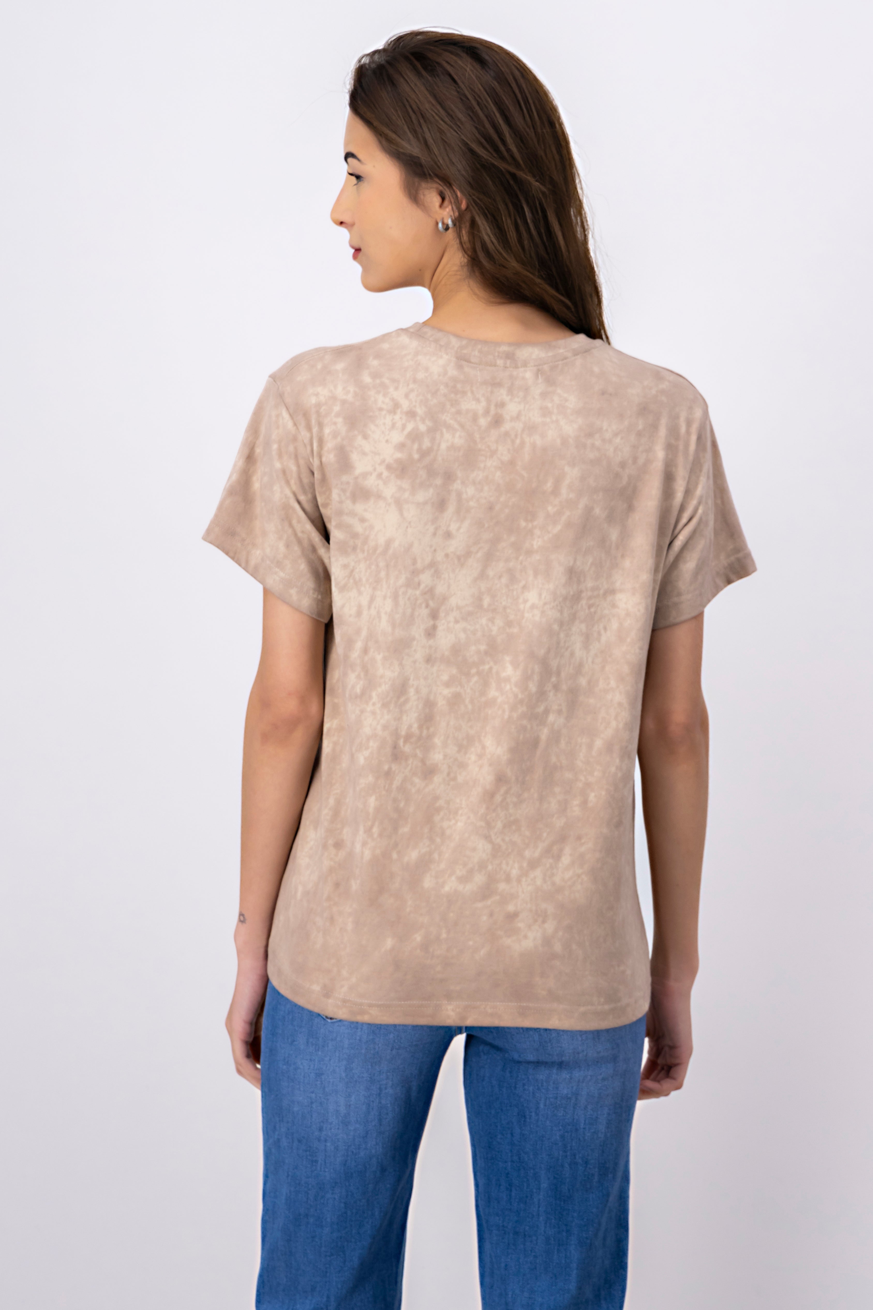 Playera acid wash osito Brooklyn BEIGE