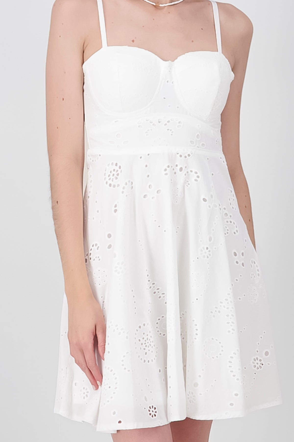 Vestido Copas Con Textura Bordado BLANCO