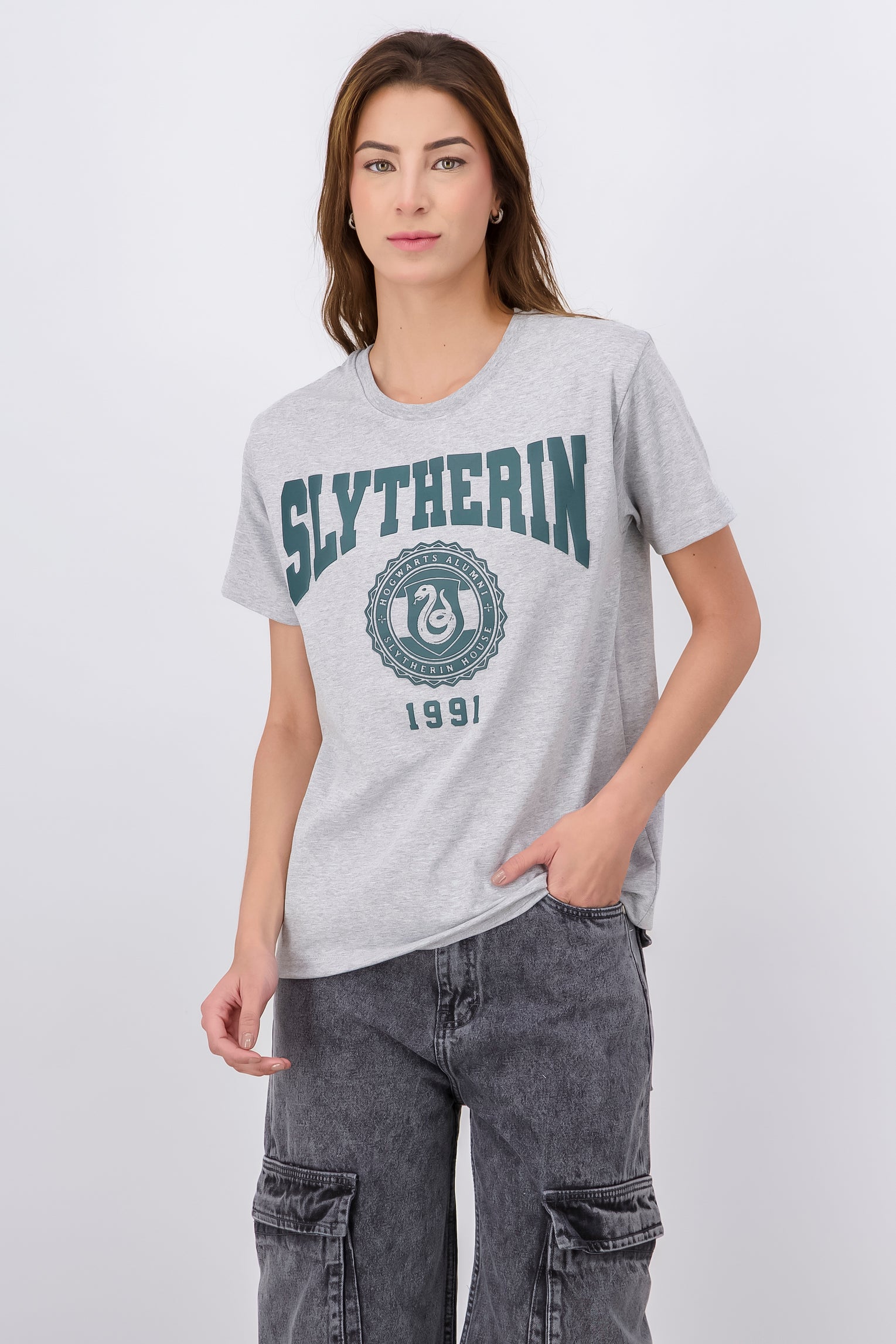 Playera manga corta Slytherin GRIS JASPE