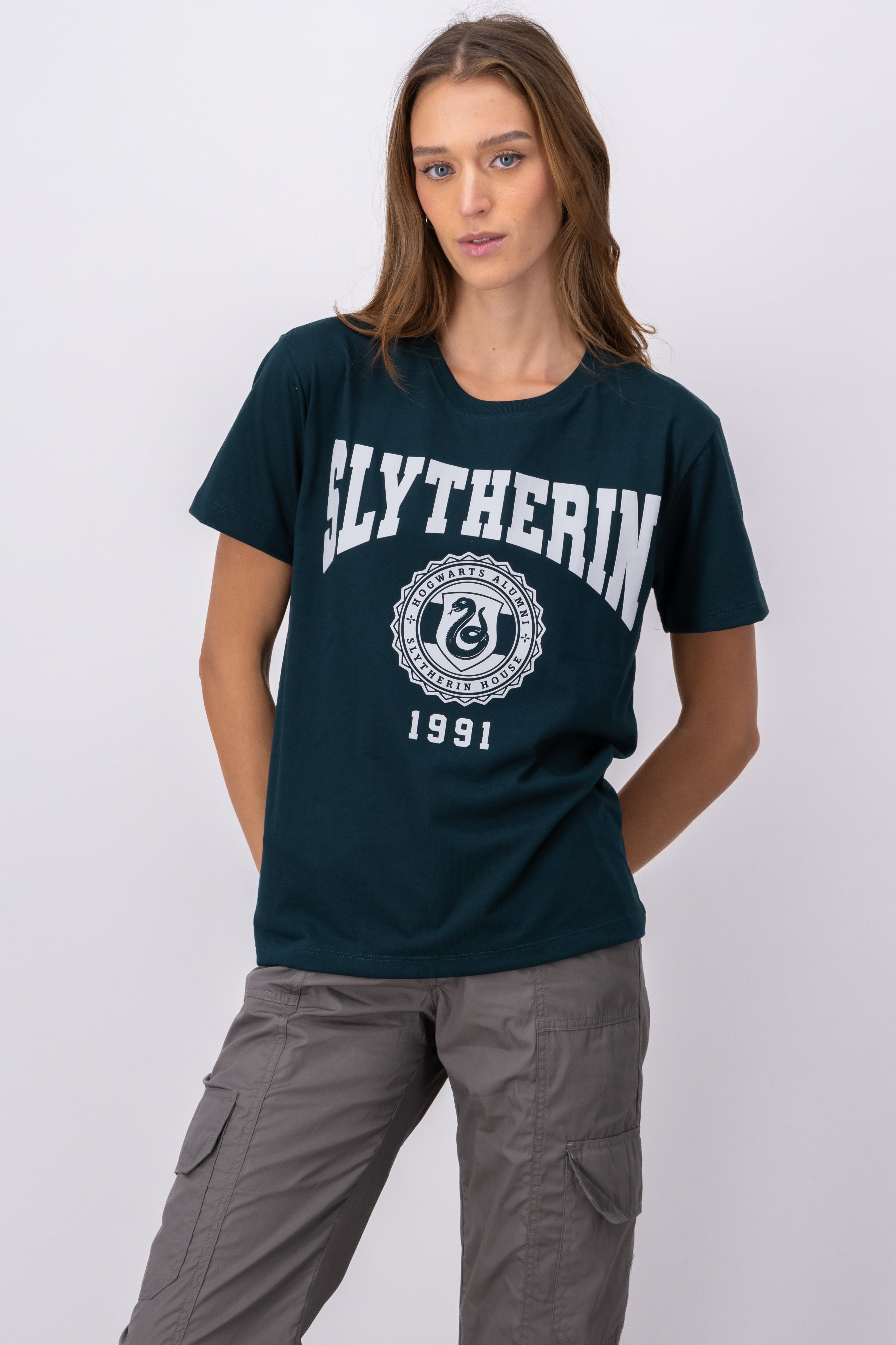 Playera manga corta Slytherin VERDE COMBO