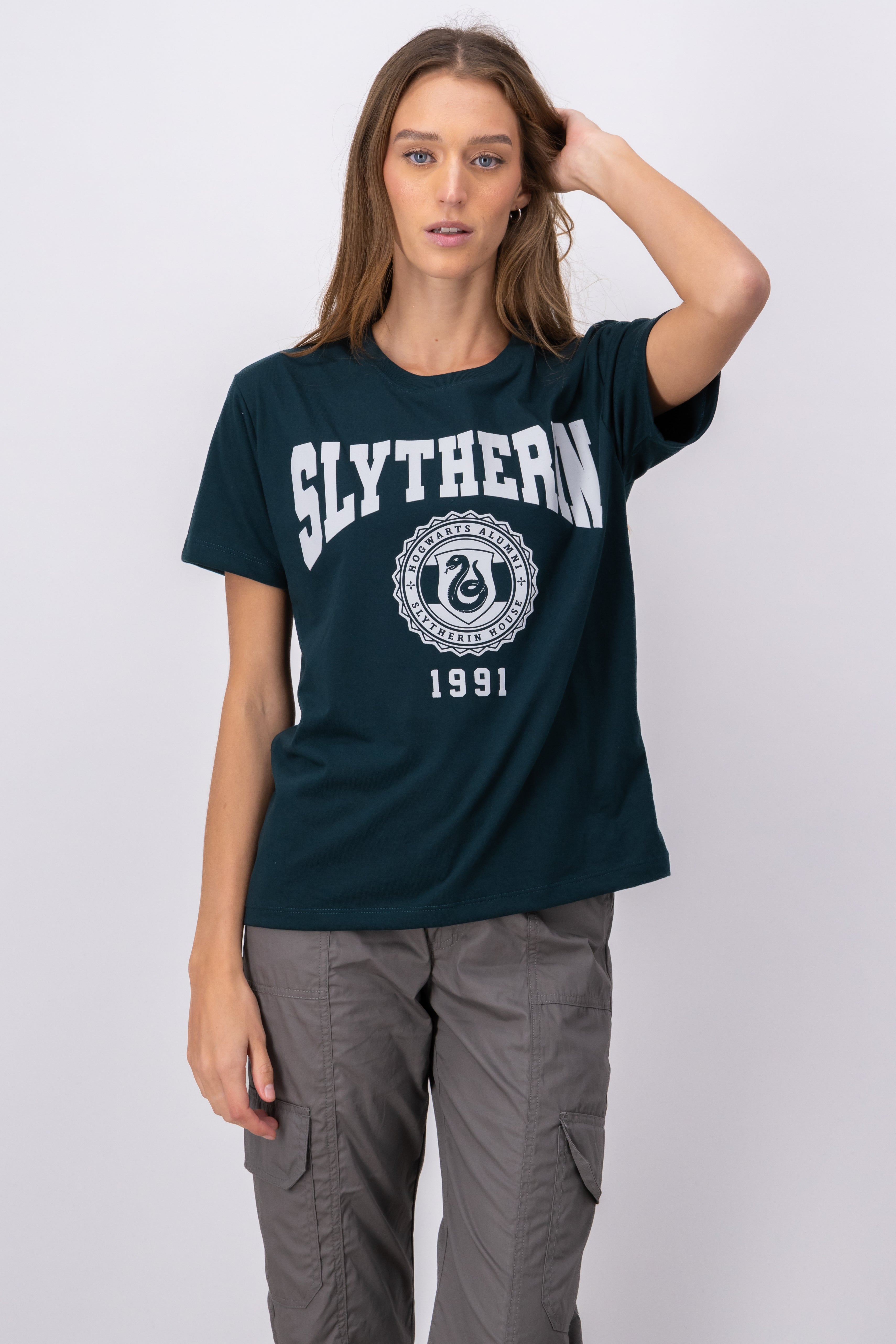 Playera manga corta Slytherin VERDE COMBO