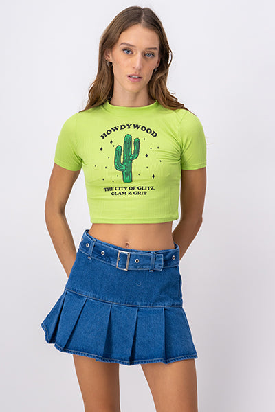 Playera crop cactus