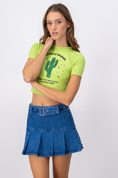 Playera crop cactus VERDE