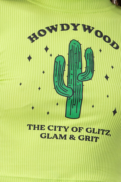 Playera crop cactus VERDE