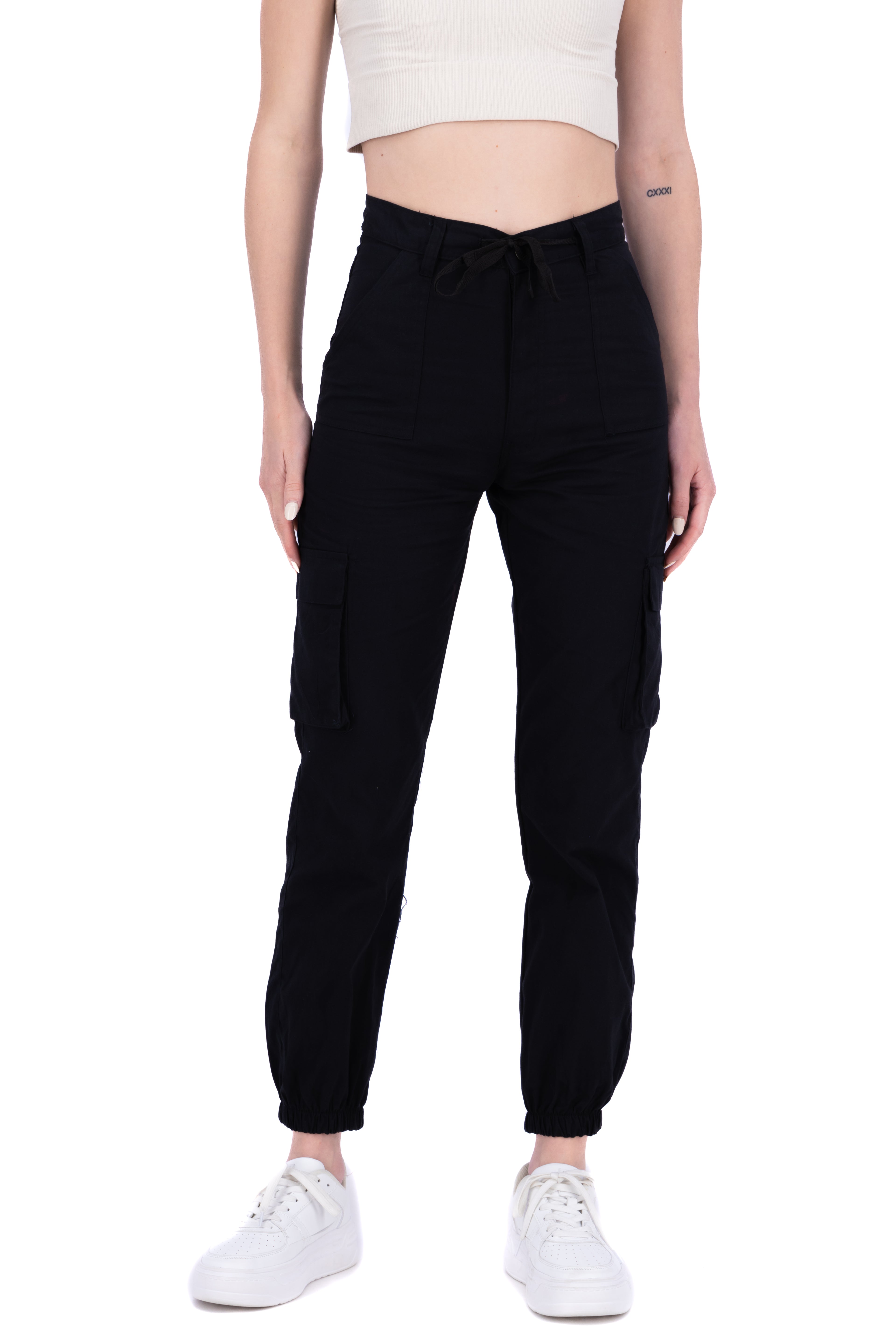 Pantalón jogger cintura cintas NEGRO