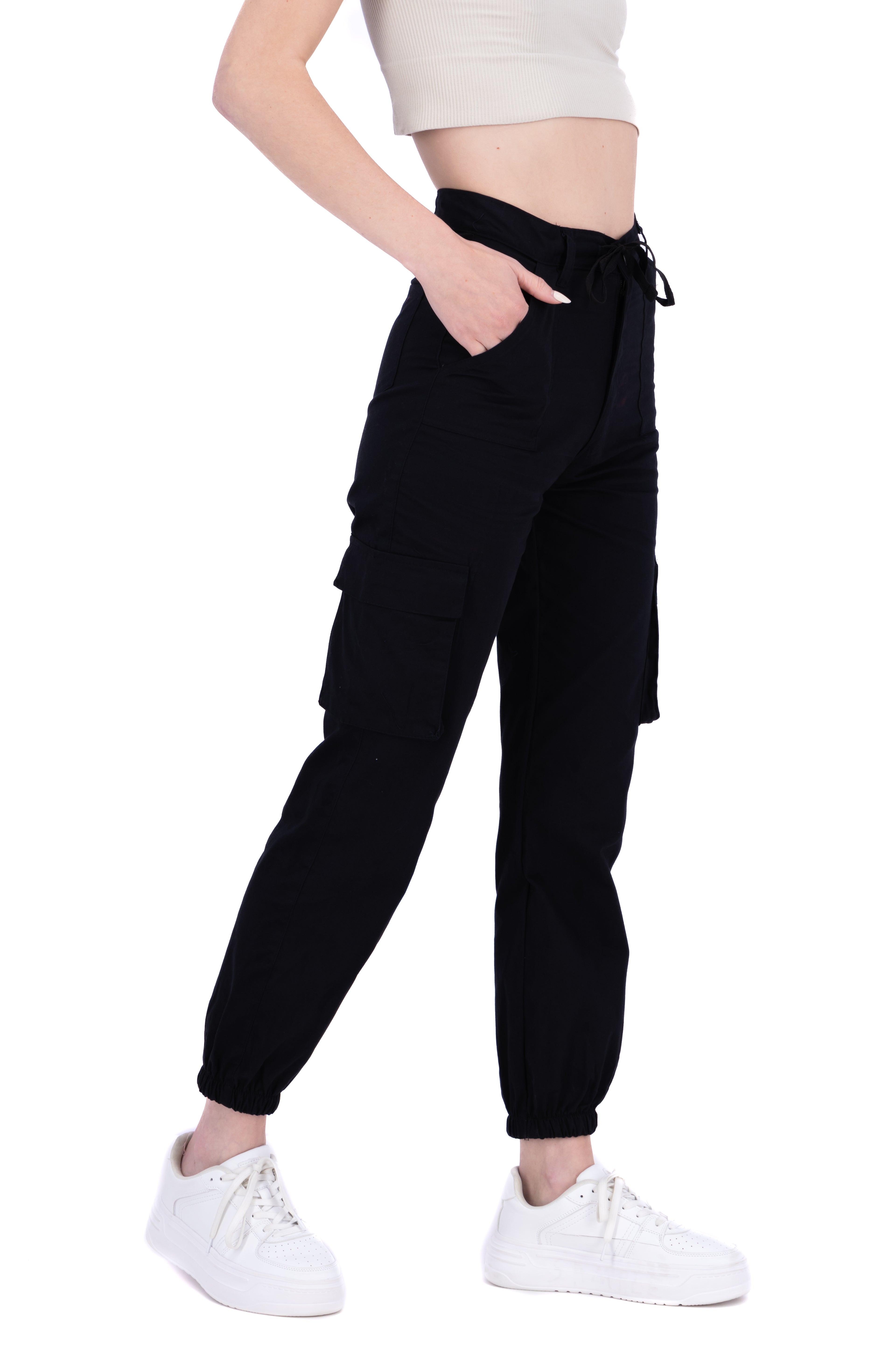 Pantalón jogger cintura cintas NEGRO