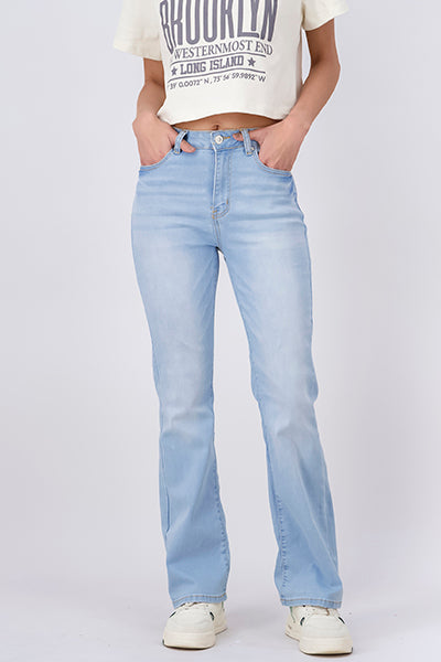 Jeans Flare Deslavado Cintura Alta LIGHT WASH