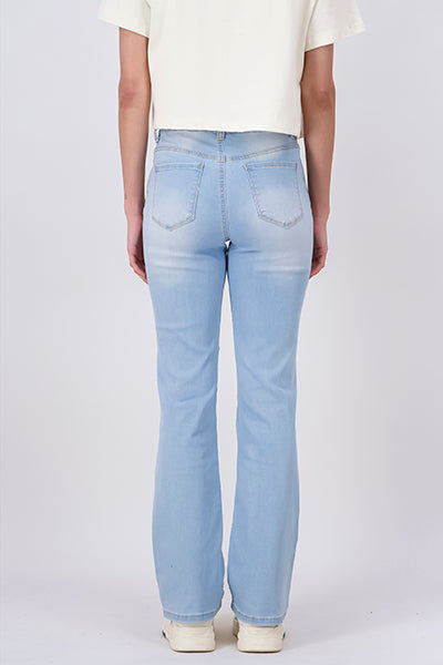 Jeans Flare Deslavado Cintura Alta LIGHT WASH