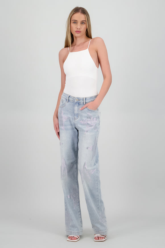 Jeans wide leg estrellas
