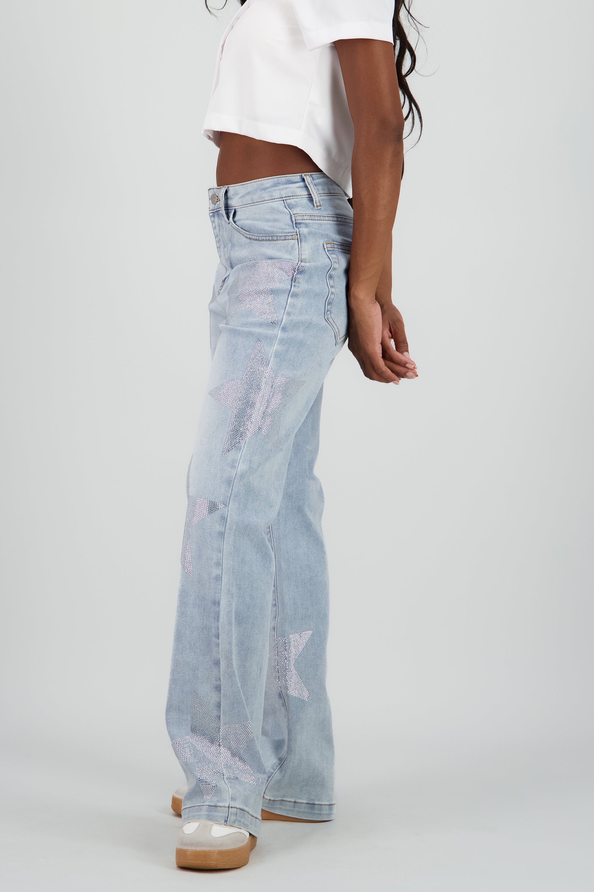 Jeans wide leg estrellas LIGHT WASH