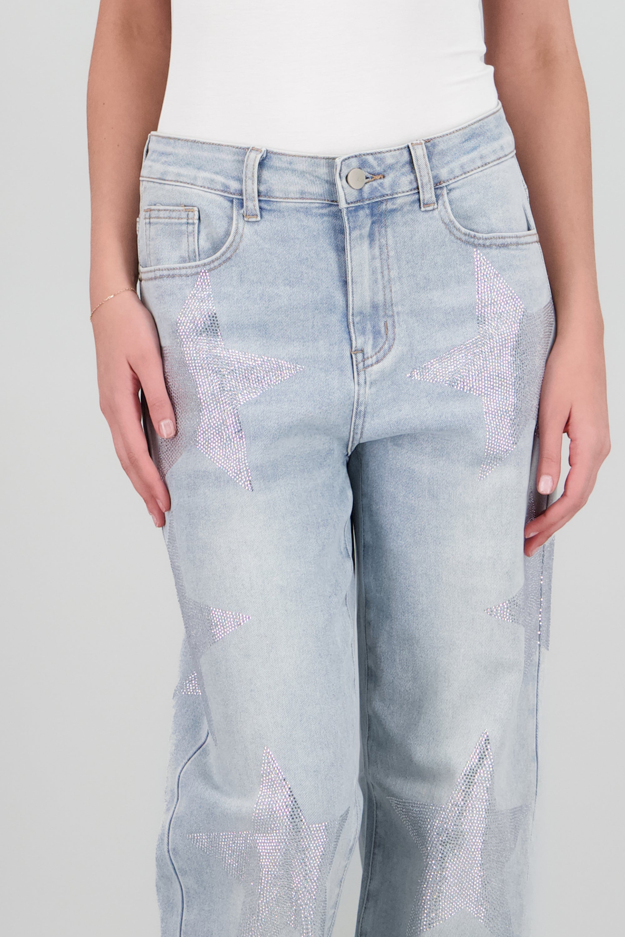 Jeans wide leg estrellas LIGHT WASH