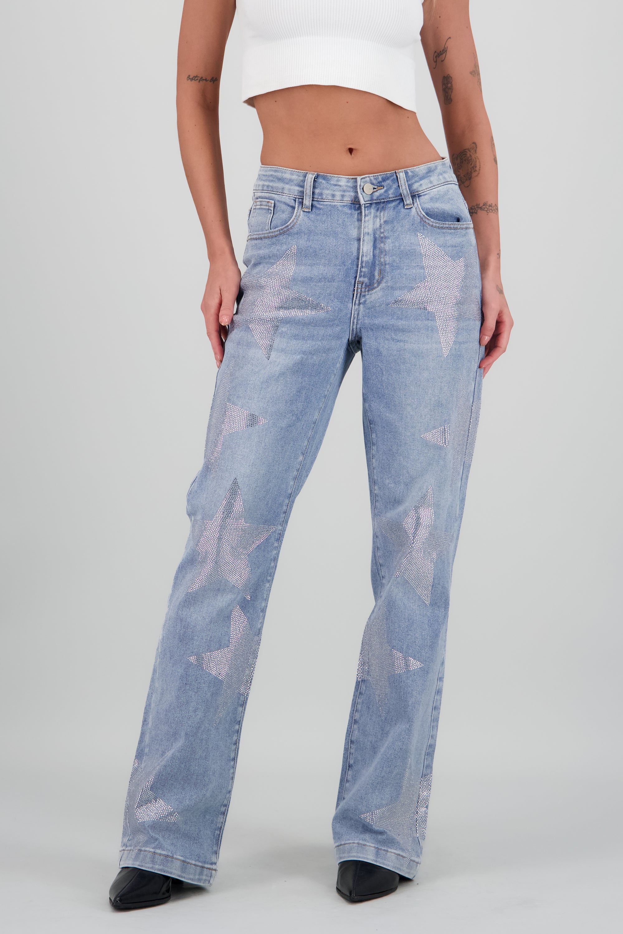 Jeans wide leg estrellas MEDIUM WASH