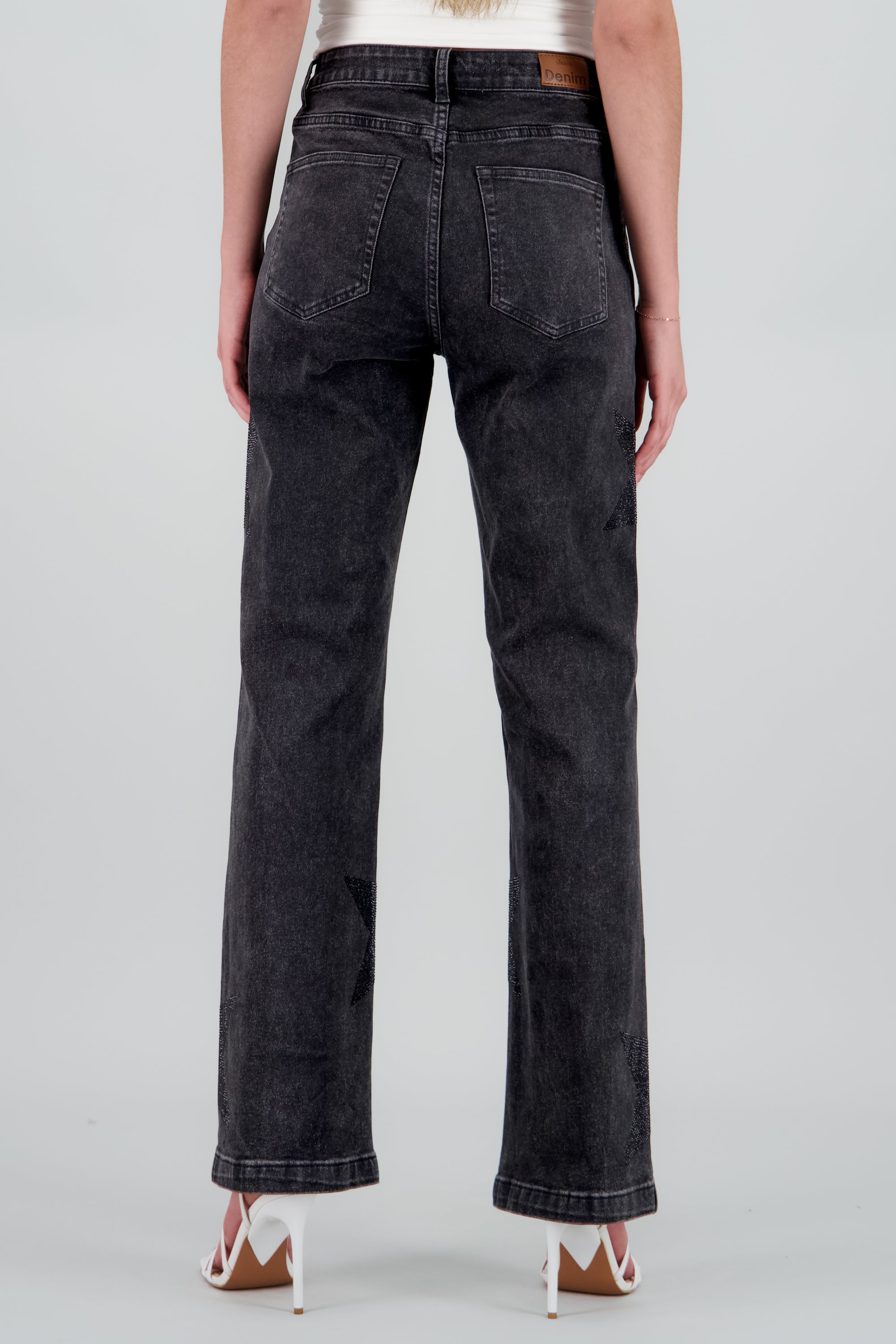 Jeans wide leg estrellas GRIS