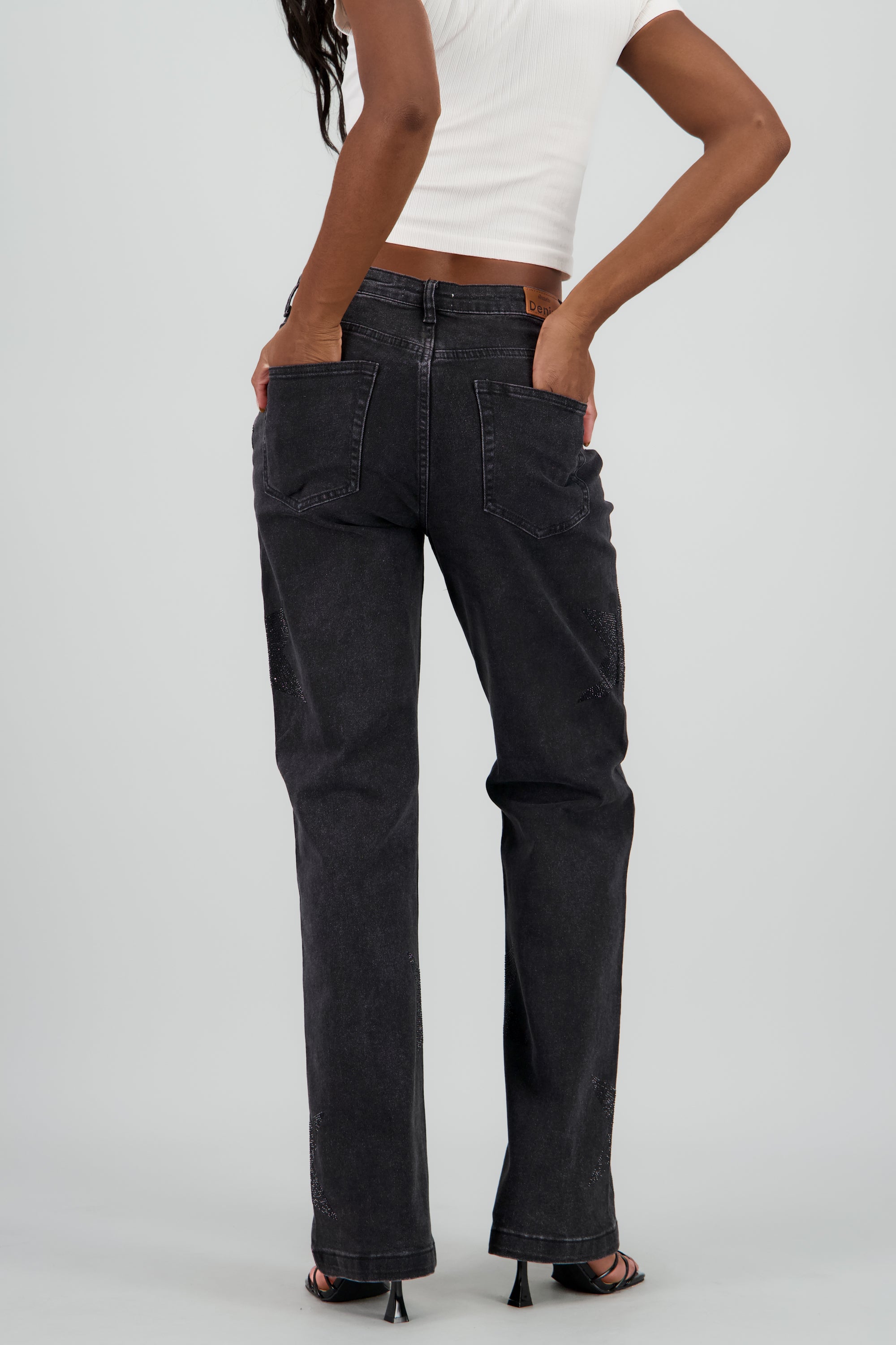 Jeans wide leg estrellas GRIS