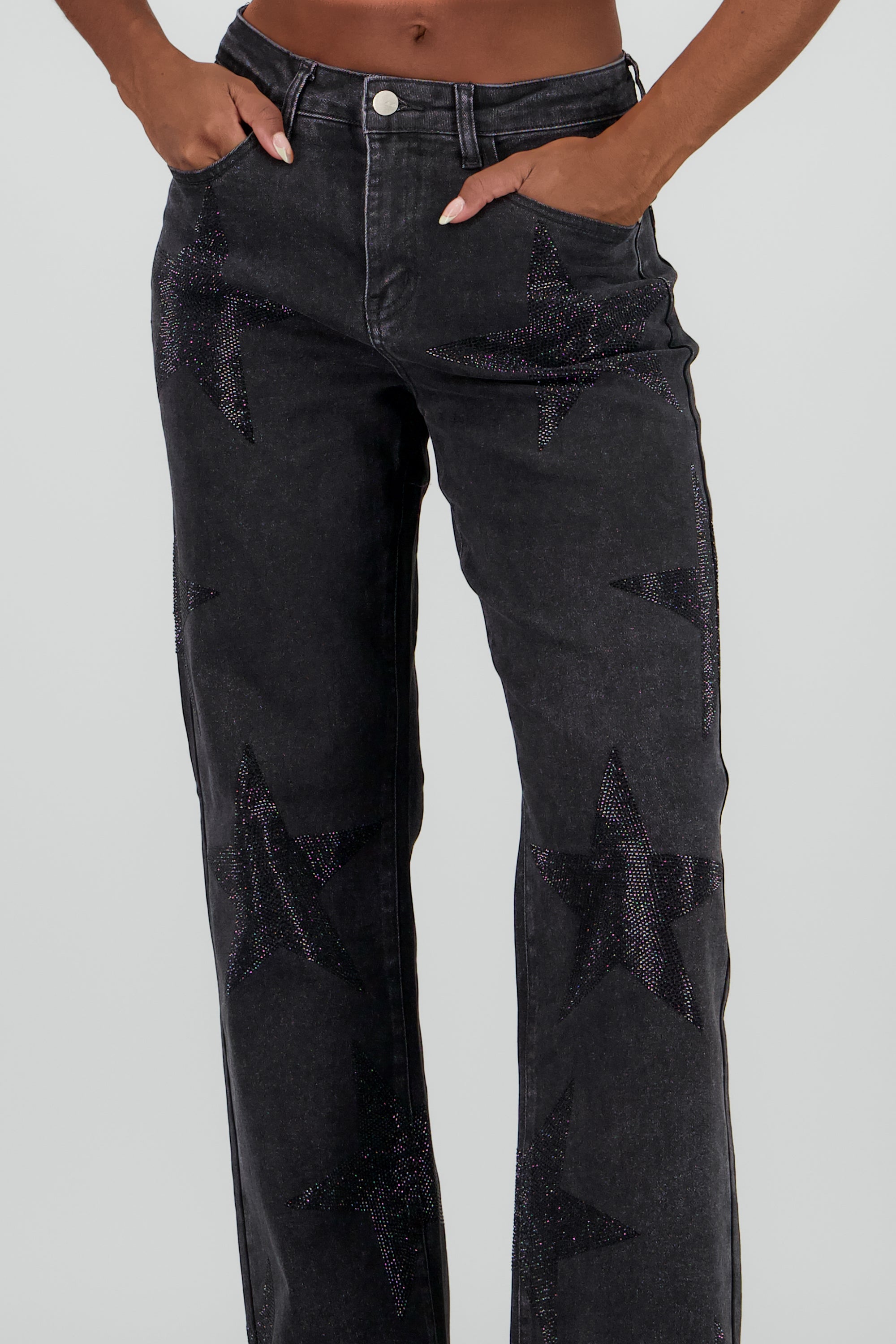 Jeans wide leg estrellas GRIS