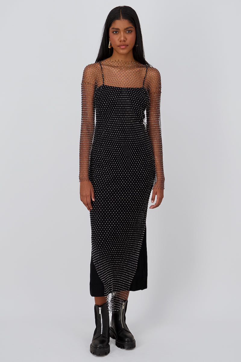 Vestido maxi red brillos NEGRO