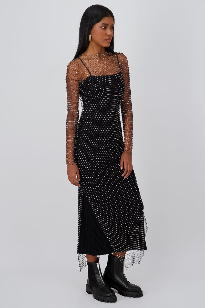 Vestido maxi red brillos NEGRO