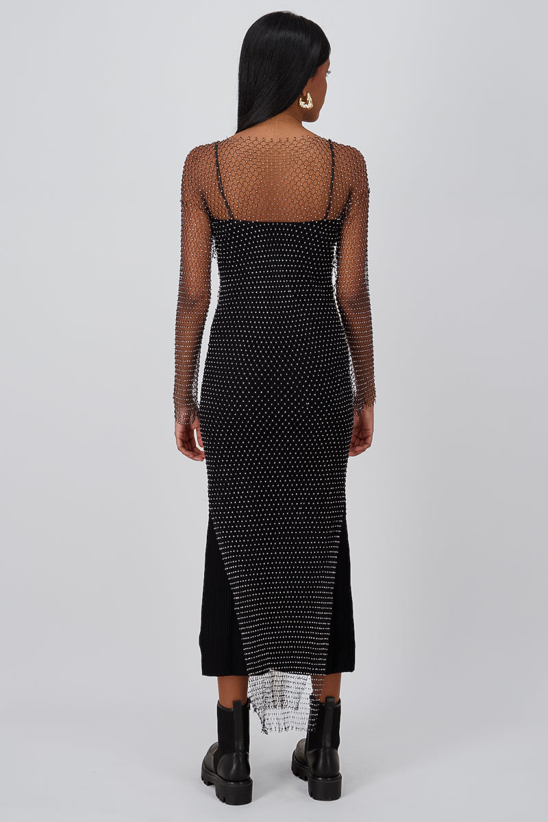Vestido maxi red brillos NEGRO
