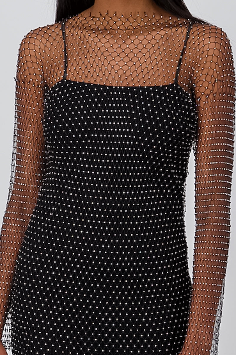 Vestido maxi red brillos NEGRO