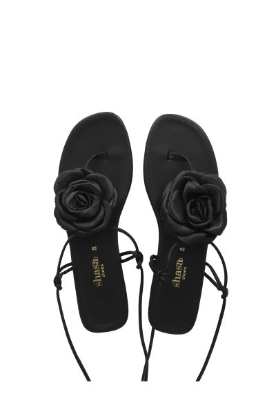 Sandalia Lace Up Flor NEGRO