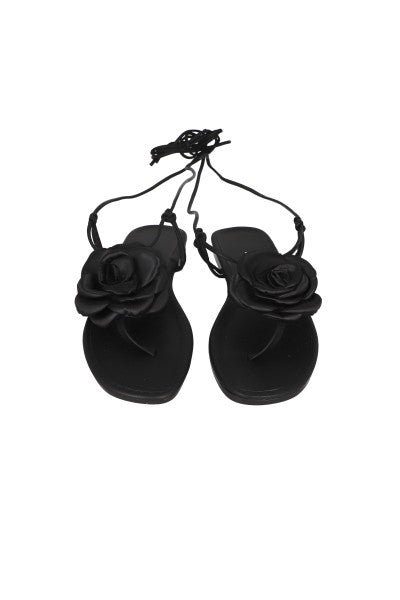 Sandalia Lace Up Flor NEGRO