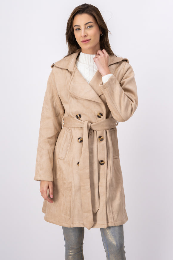 Abrigo largo suede