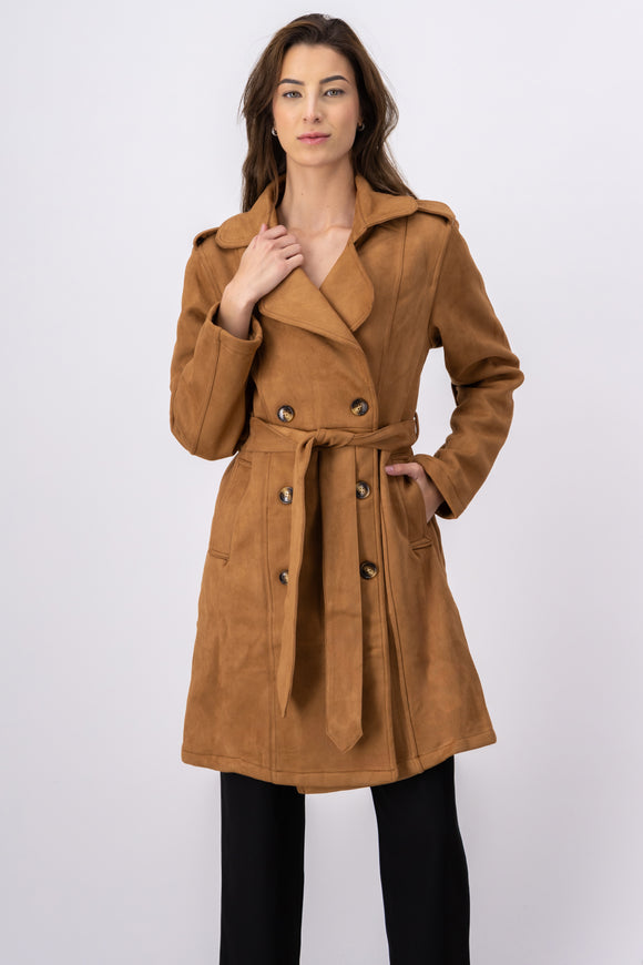 Abrigo largo suede